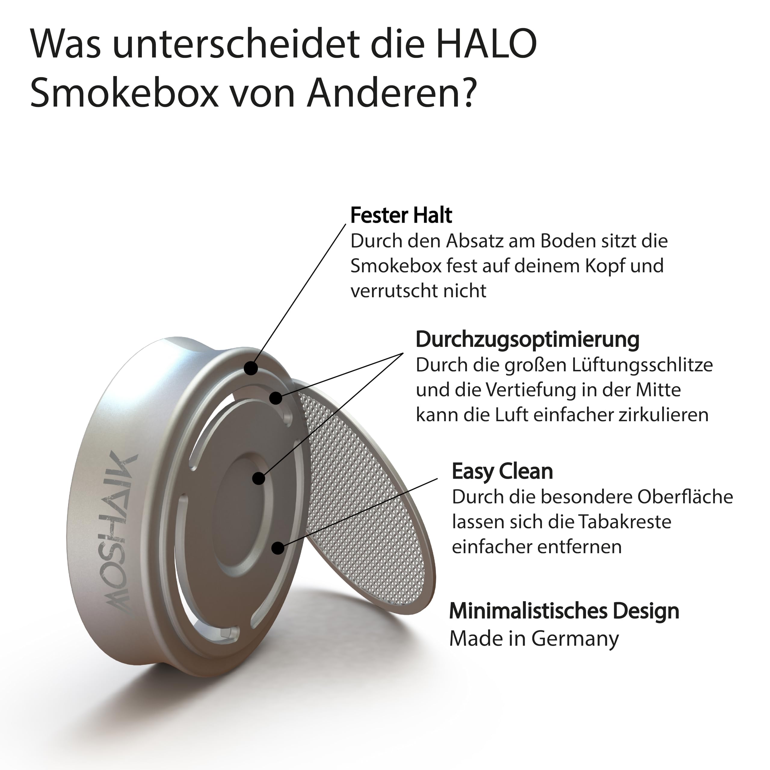 HALO V2A | pudełko do wędzenia ze stali nierdzewnej | szisza HMD Heat Management Device z sitkiem | nasadka do sziszy | pasuje do wszystkich powszechnie stosowanych Phunnels i głowic
