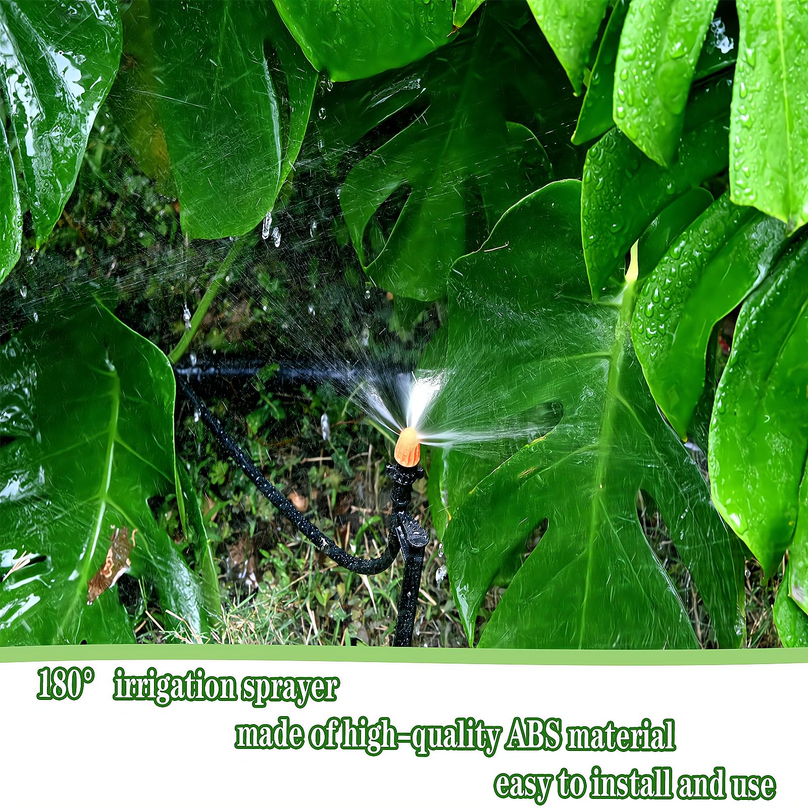 Testine per irrigazione a 180 gradi con pali da 30,5 cm, emettitori spray per irrigazione a goccia da 1/4 con tubo per sistema di irrigazione da giardino (nero e arancione, 20 pezzi)