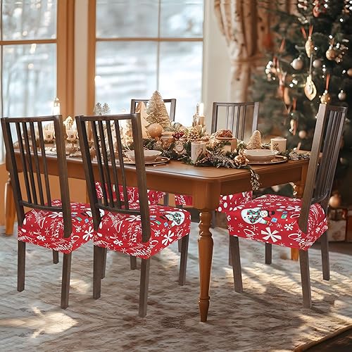 Miniatura 10 de NIBESSER Juego de 4 fundas de asiento para sillas de comedor, elásticas, suaves, extraíbles y lavables, fundas de cojín para comedor, fundas de