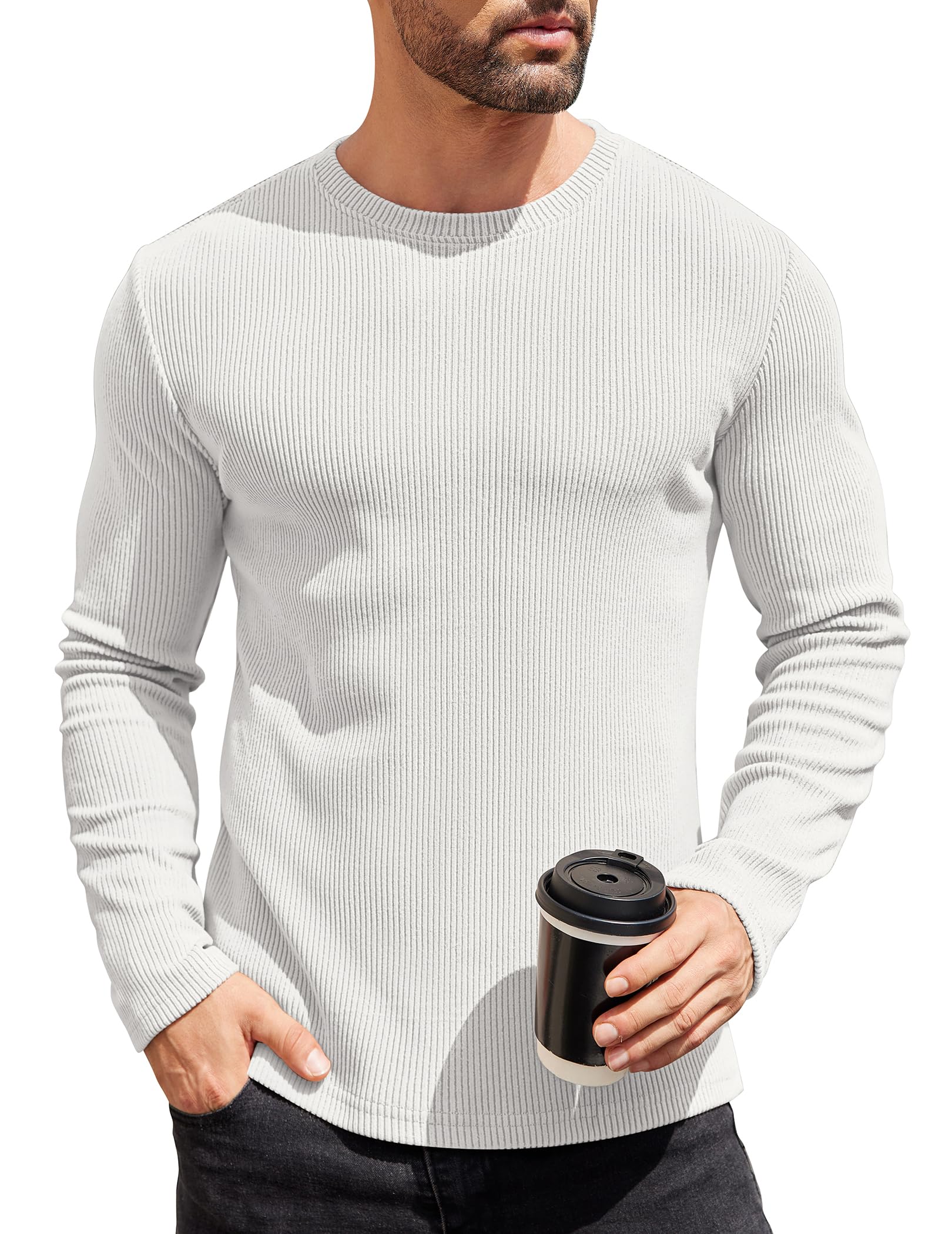 COOFANDY Herren Strickpullover mit Rundhals Slim Fit Casual Leicht Winterpullover Basic Männer Pullover
