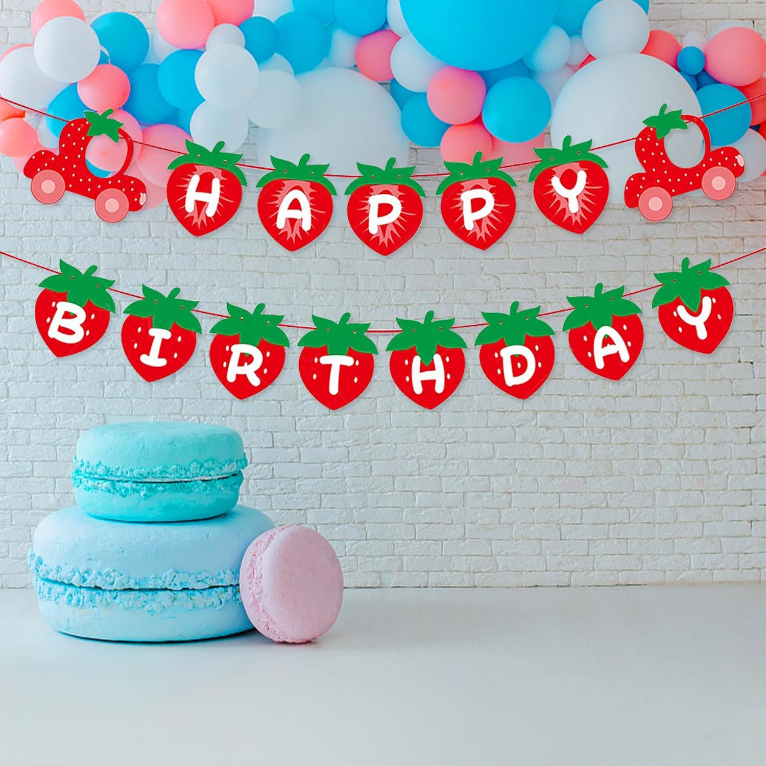 Strawberry Banner, Berry Sweet Banner, Strawberry Garland, Baby Girl Berry Theme Supply for Summer Strawberry Theme Birthday Baby Shower Party Decoration - Image 6