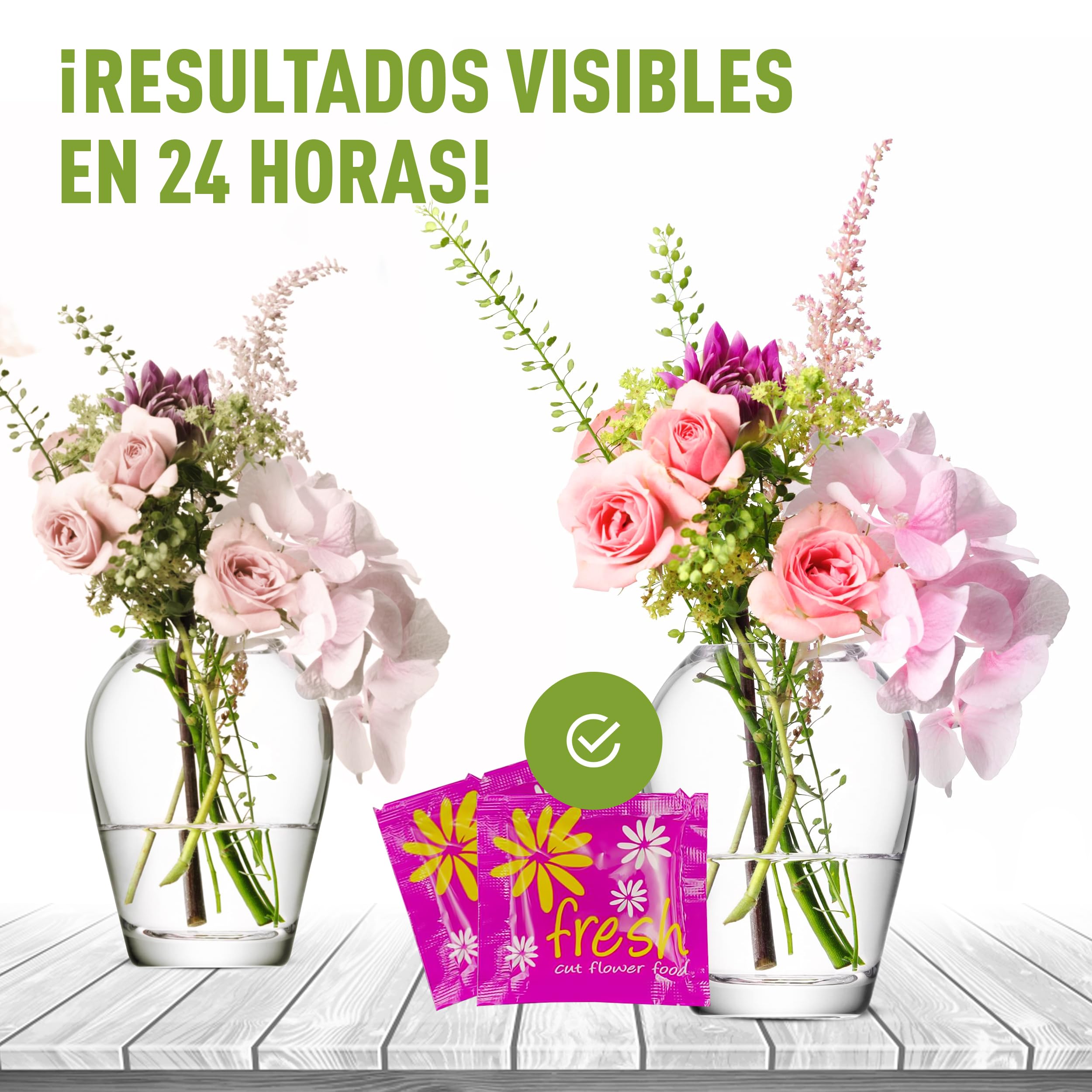 Pack de 15 Sobrecitos de Conservante Para Flor Cortada, Comida Para Flores Frescas Cortadas, 15 Paquetes de Conservante Total, 7.5L de Conservante Líquido