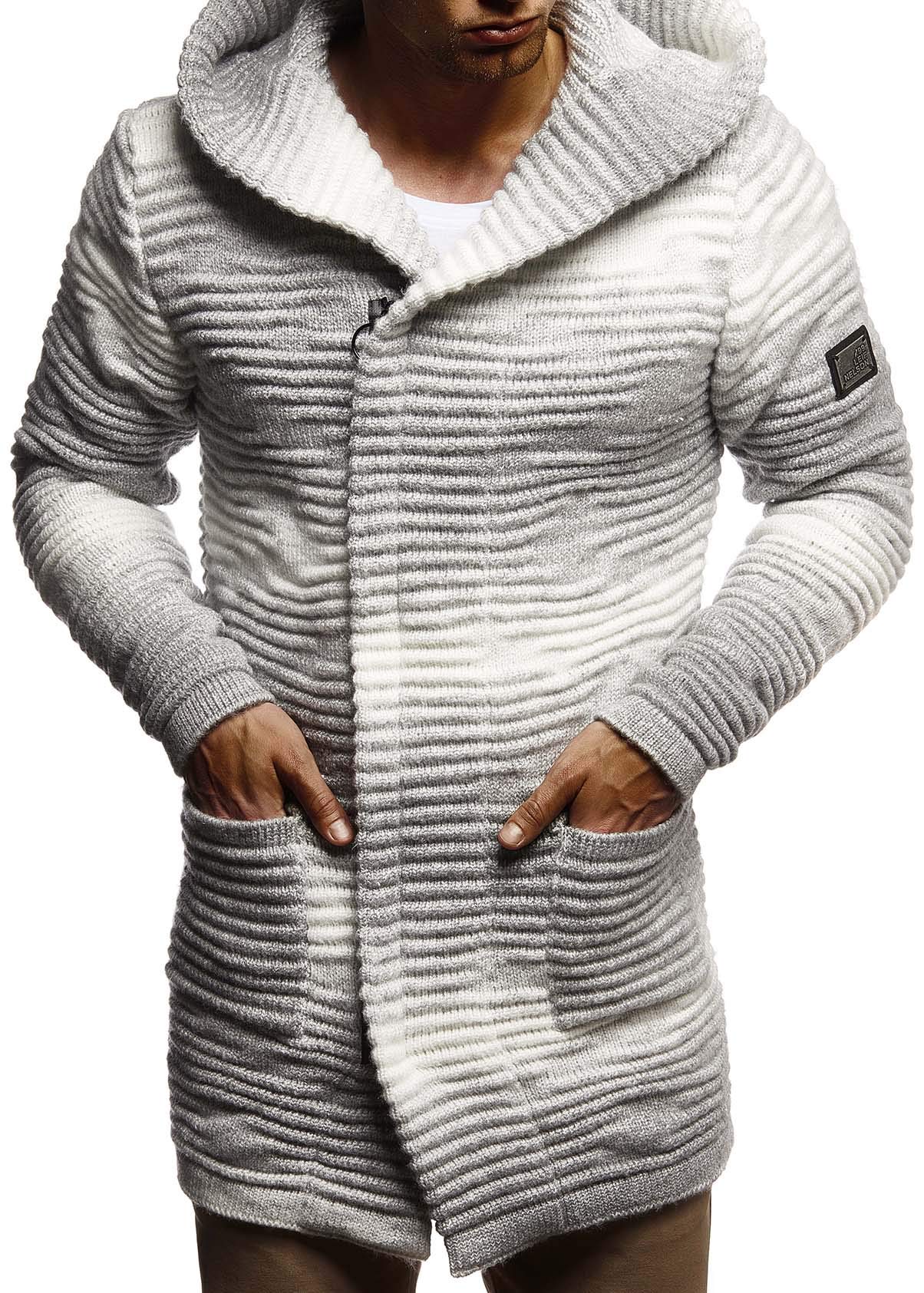 Leif Nelson Giacca Uomo in Maglia con Cappuccio Cardigan LN-5715