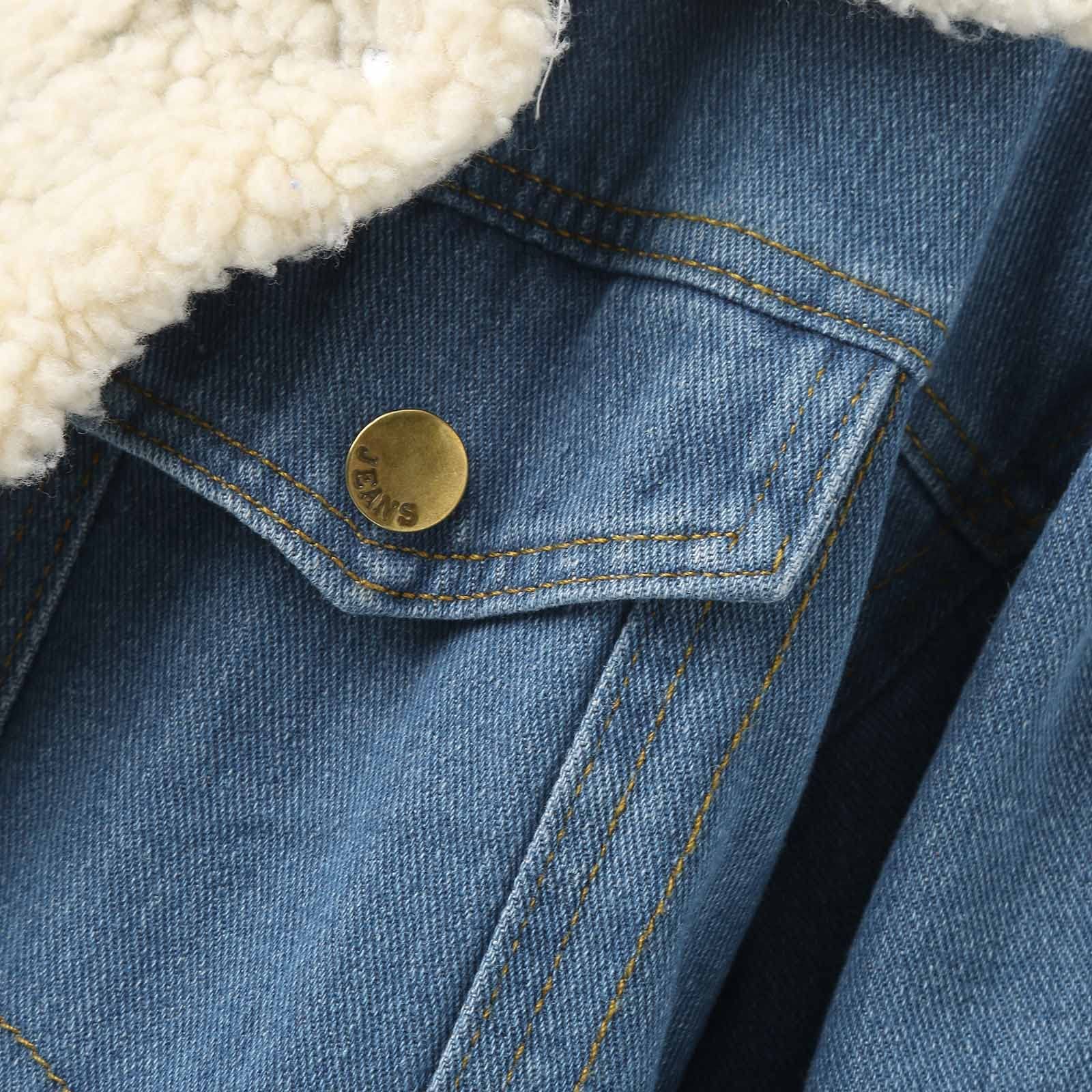 Chaqueta vaquera para mujer, chaqueta de invierno, forro polar, cuello de peluche, chaqueta de entretiempo, chaqueta cálida de mezclilla, manga larga, estilo occidental, chaqueta vaquera con