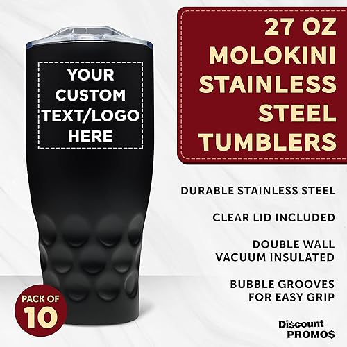 Miniatura 3 de Molokini - Juego de 10 vasos de acero inoxidable personalizados de 27 onzas, paquete a granel personalizado, doble pared, perfecto para café,