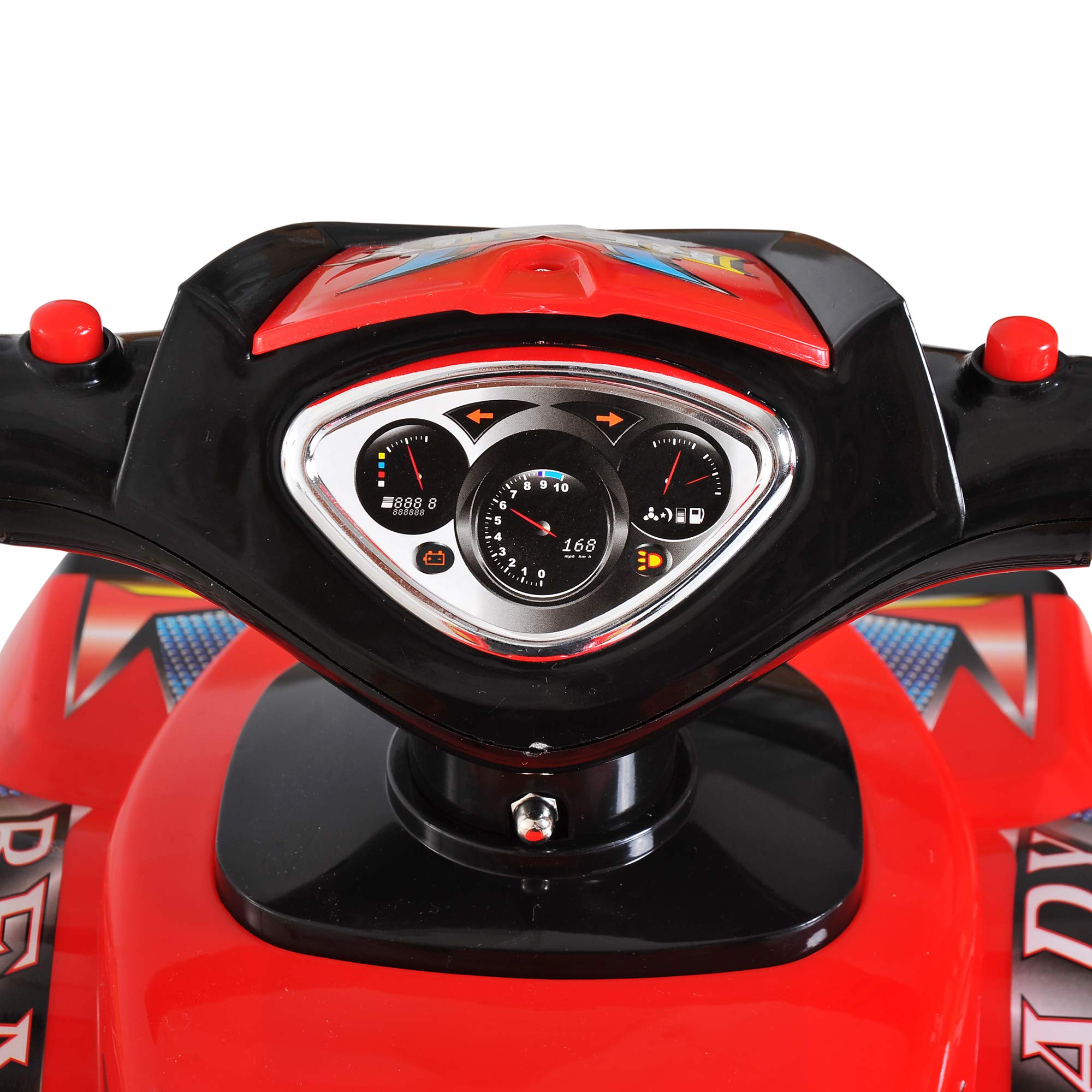 HOMCOM Quad Giocattolo per Bambini, Macchina Cavalcabile per Bambini con Clacson, Musica e Luci, 60x38x42 cm, in PP Rosso