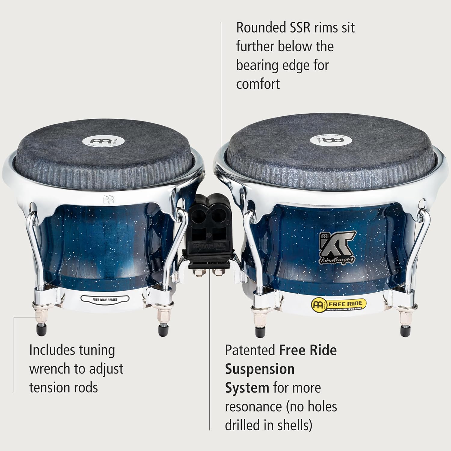 Kachiro Thompson Artist Series Bongos with Remo Heads, 7" / 8.5"