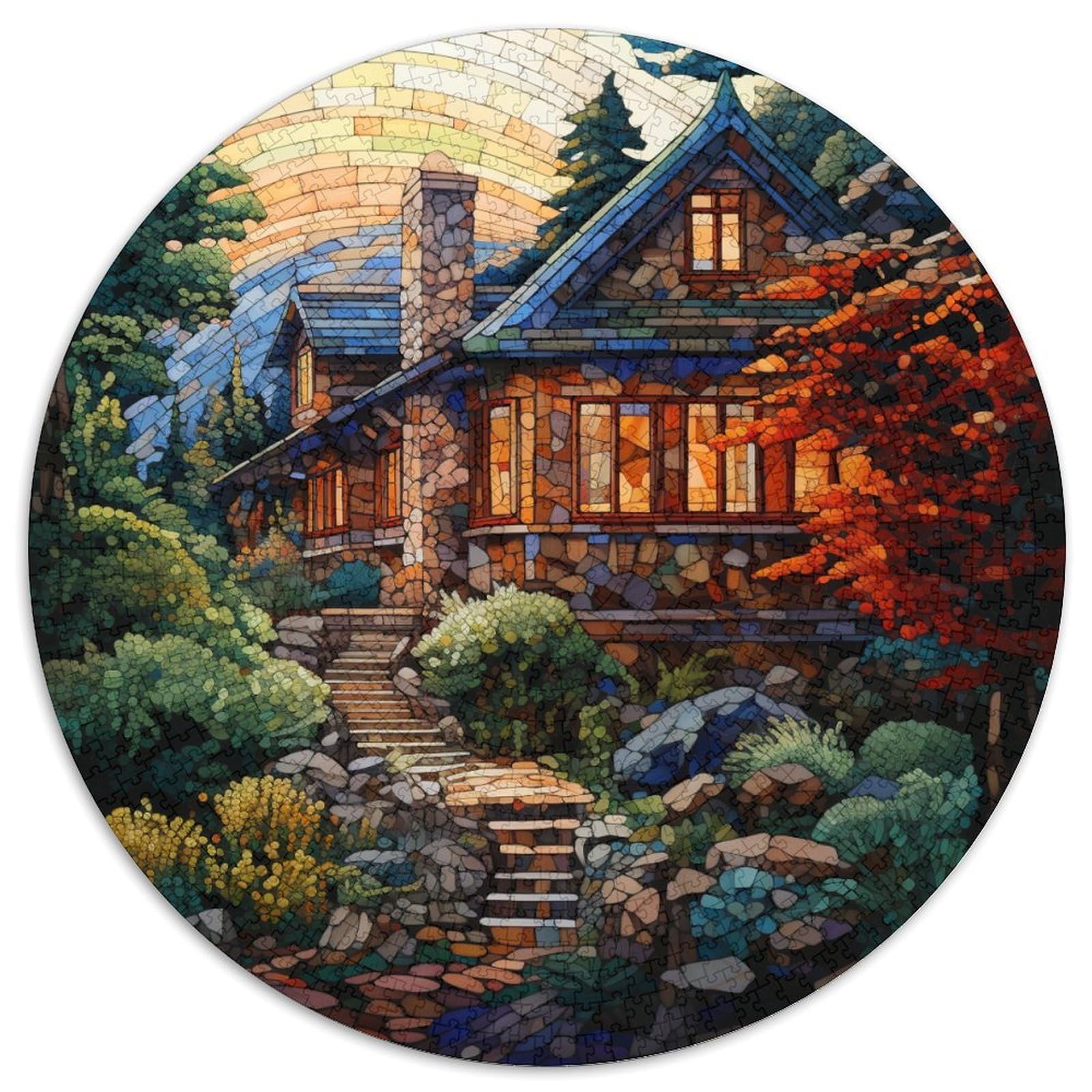 – Mountain Village Cottage 1000 Pieces Animation Jigsaw Puzzles Colourful Educational Games for Adults And Kids 1000pcs (67.5x67.5cm)