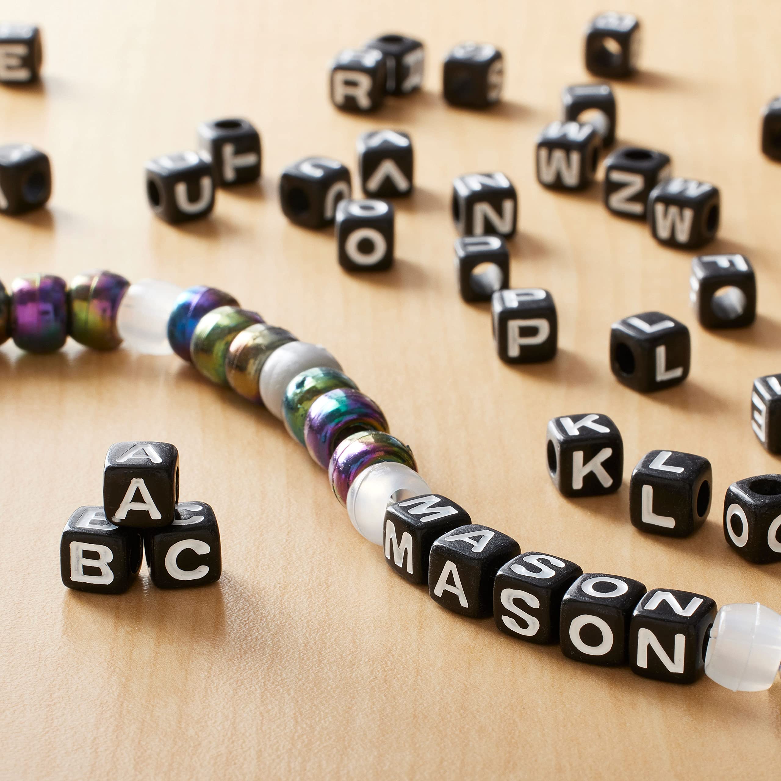 Amazon.com: Creatology 12 Pack: 1/2lb. Black Square Alphabet Beads