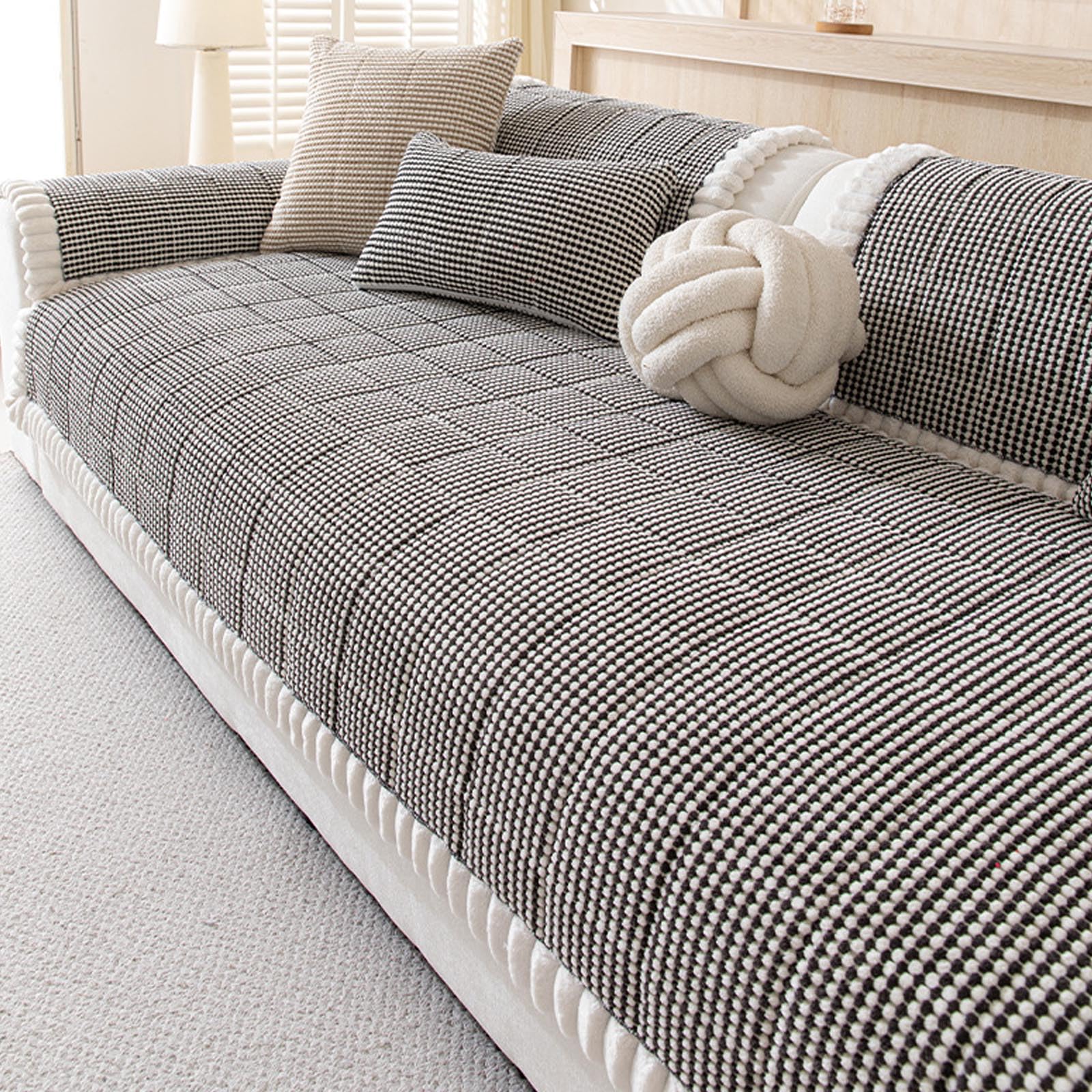 Housse de canapé chaude pour l'hiver en peluche douce 90x160cm