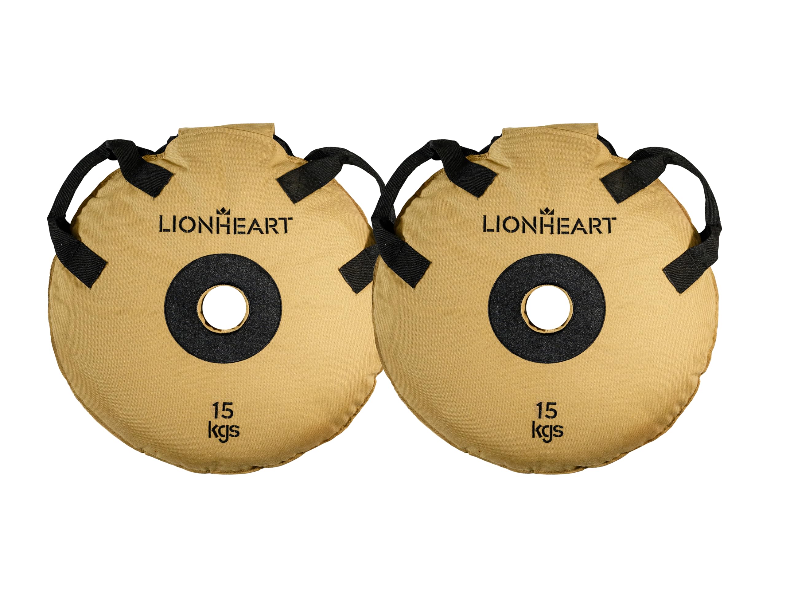 Lionheart Sand Bag Weight Plates Set | Sandbags for Working Out | Home Gym Bumper Plates | Travel-Friendly Sandbag for Fitness & Weight Training | Unfilled 5, 10, 15, 20 Kg (Set of 2) (Beige, 15 Kg)