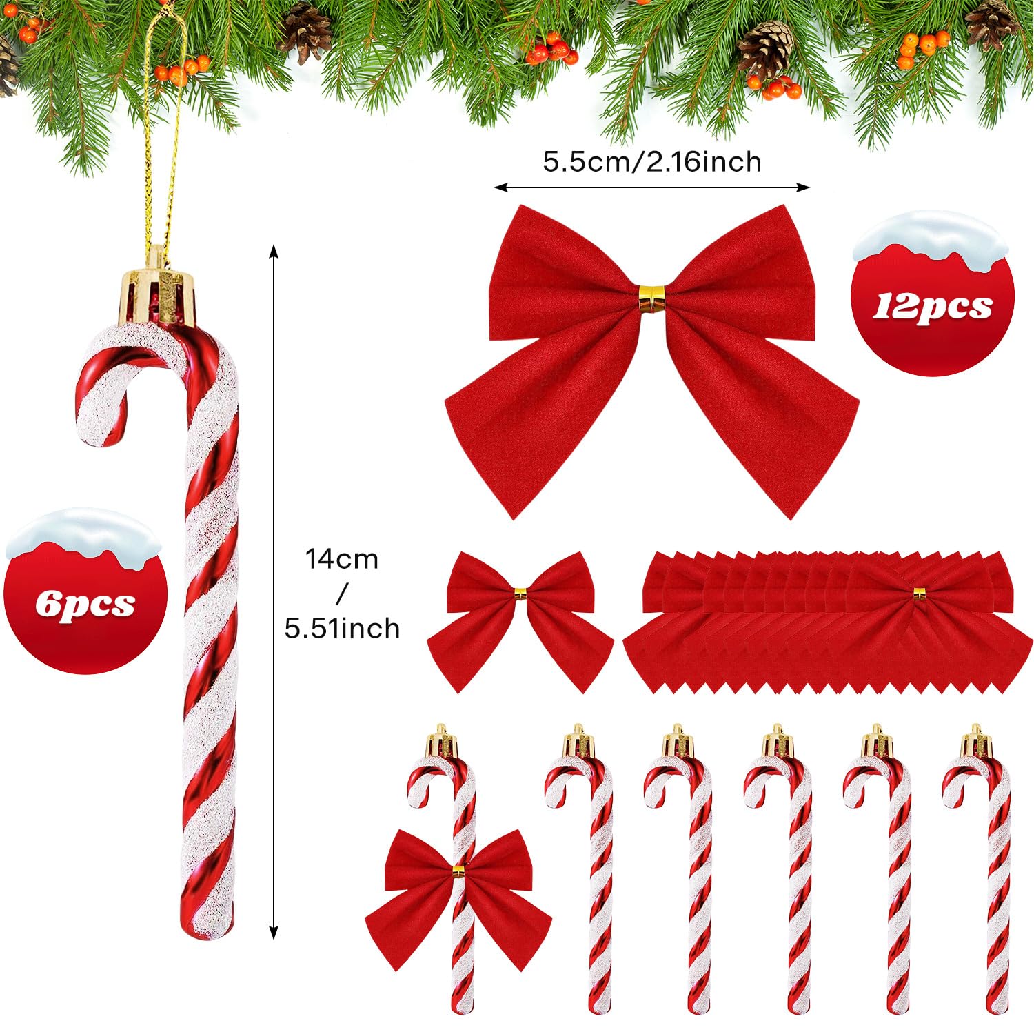 6 Rollen Christbaumschmuck Zuckerstangen Weihnachts Produktbild-Vorschau 9