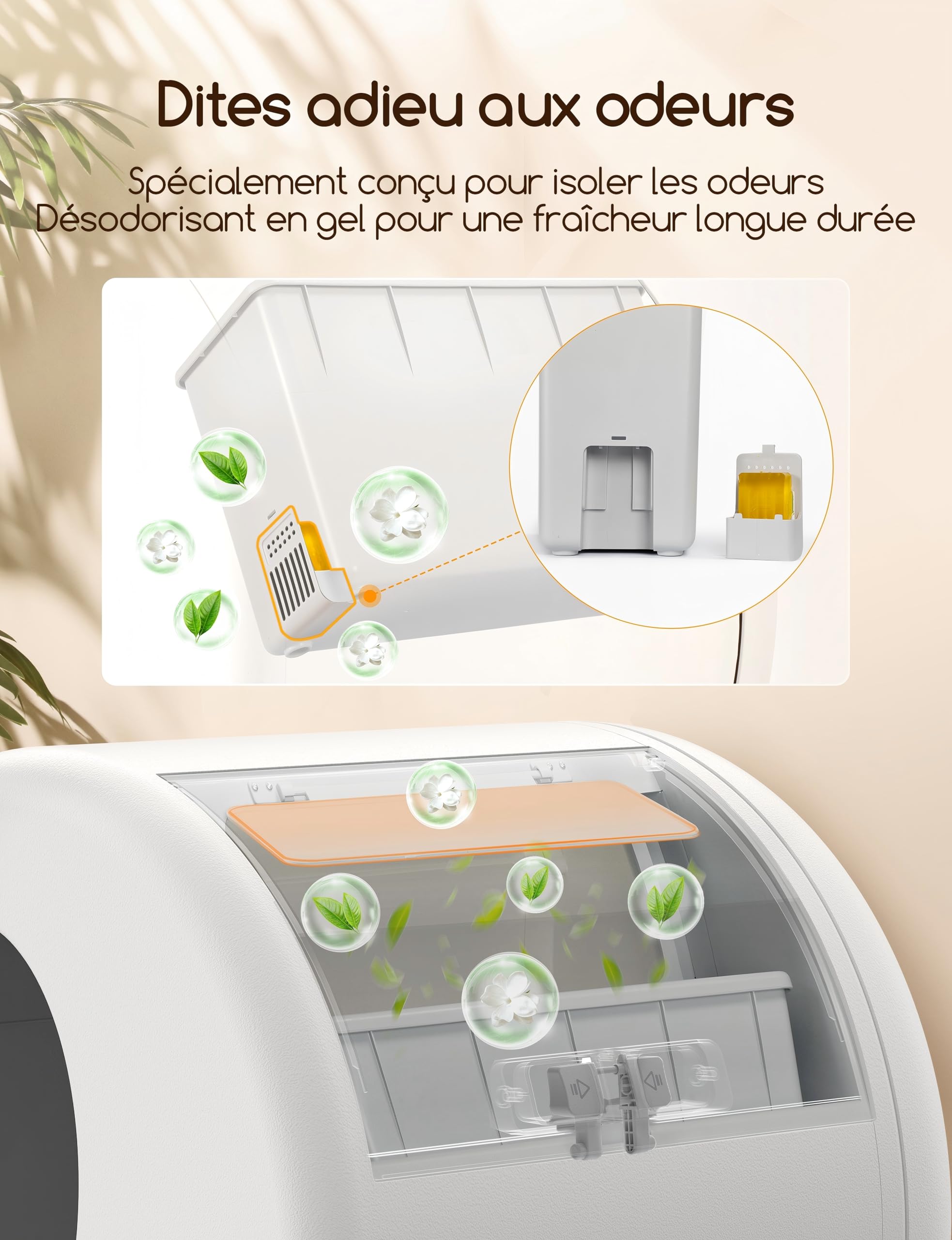 MeoWant Litiere Chat Autonettoyante, Litiere Automatique Chat Entièrement Fermé pour Plusieurs Chats, Ultra Sûr/Contrôlé par APP/Désodorisant, avec Tapis & Sac Poubelle & Déodorant