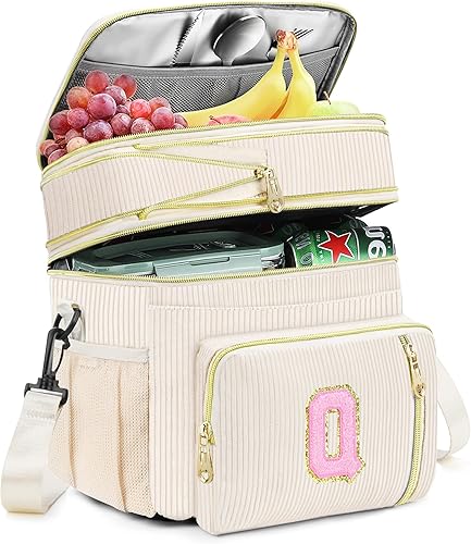 Miniatura 21 de Lonchera personalizada con inicial para mujer, lonchera aislada de 16 litros, a prueba de fugas, bolsa de almuerzo para adultos para el día de San