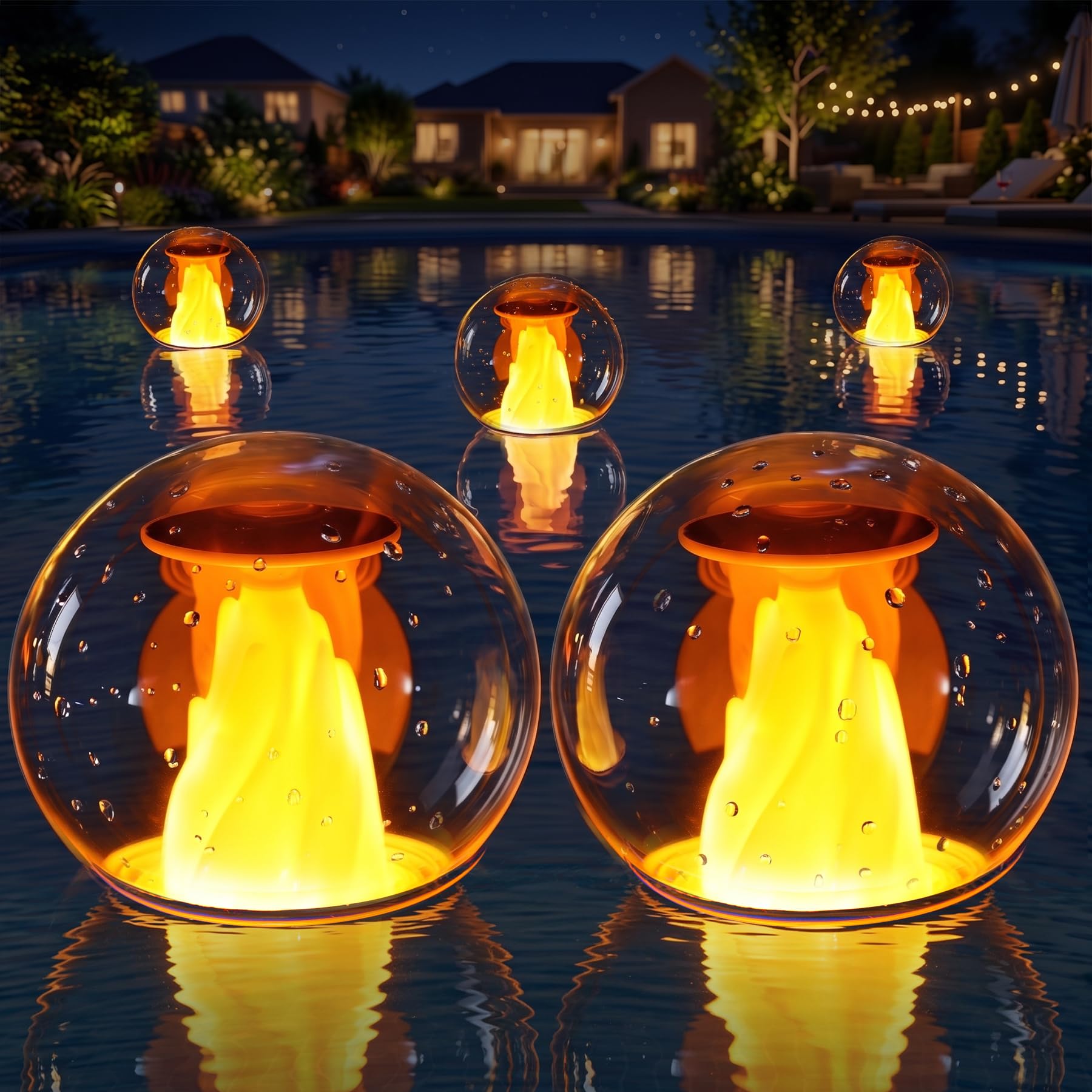 PoolLeader Solar Pool Floating Light, Flame Lamp Decorative Dancing Ball Light Garden, IP68 Waterproof LED Lights for Pool, Solar Lights Outdoor Garden for Pond Decoration – 2PK