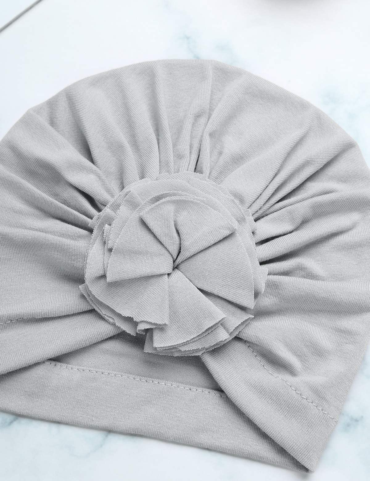 Säuglingsbaby Beanie Knoten Donut Hut Neugeborene Jungen Mädchen Baumwolle Weiche Turban Bogen Kaninchenohren Mütze Krankenhaus Kopf Wrap (Color : M Round Ruffles, Size : One Size)