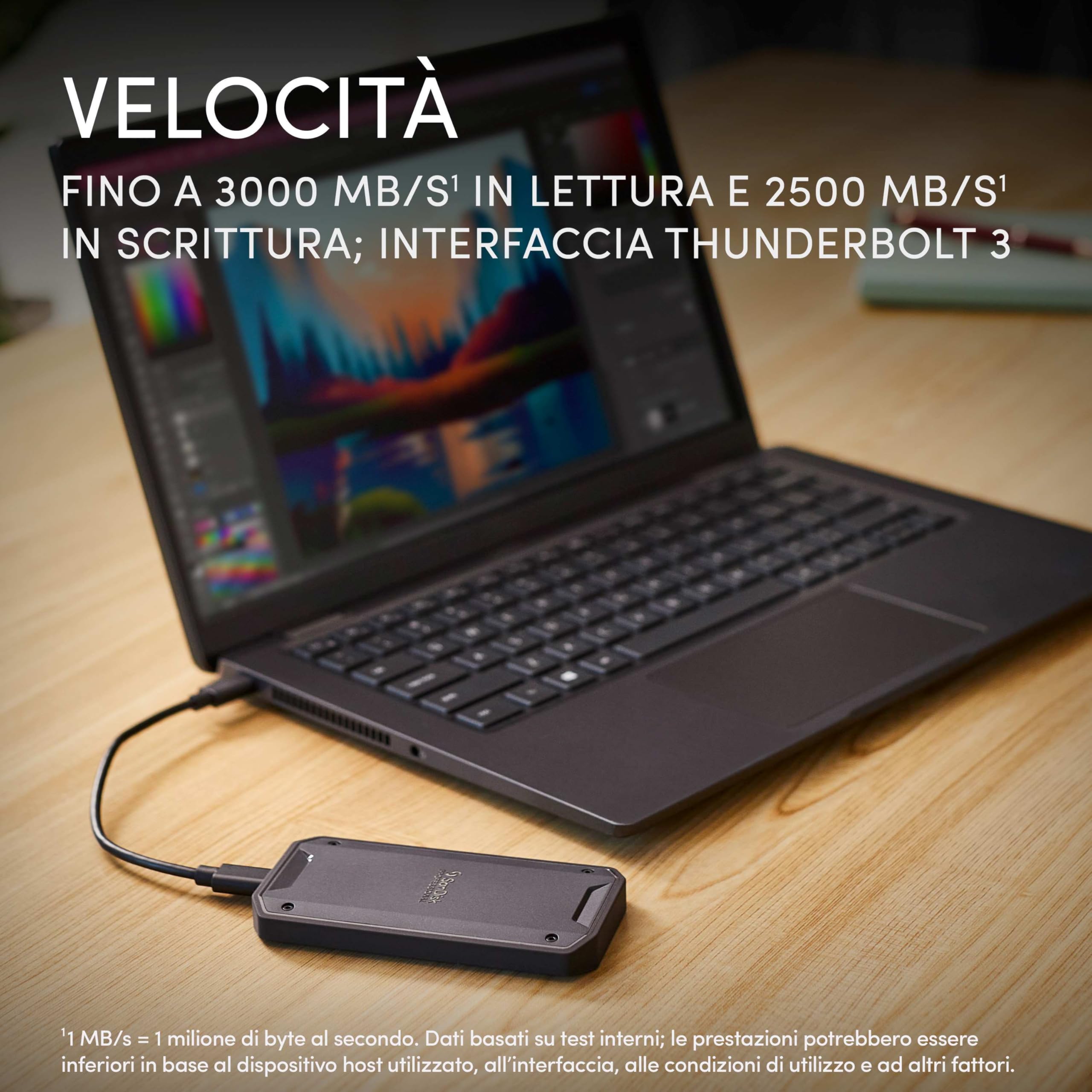 SanDisk Professional 4 TB SSD PRO-G40, fino a 3000 MB/s, unità a stato solido esterna, Thunderbolt 3 (40 Gbps), USB-C (10 Gbps) Ultra-robusta resistenza alla polvere/acqua IP68. Formattato exFAT