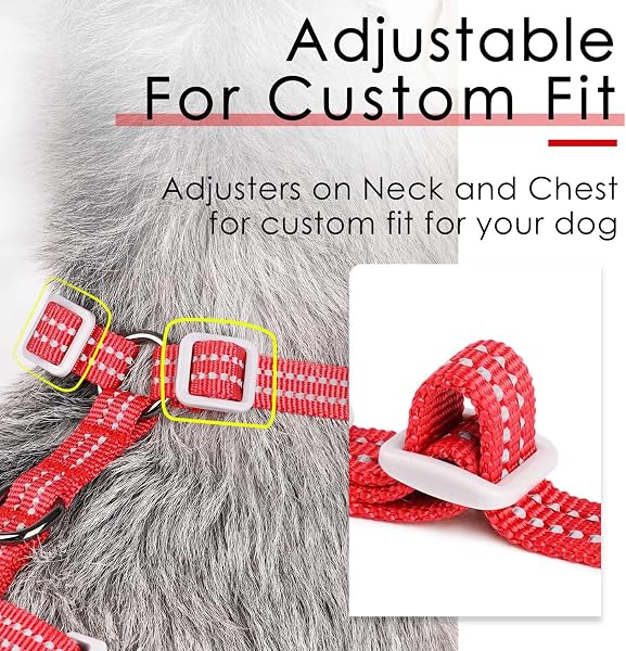 ThinkPet Reflective Breathable Soft Air Mesh No Pull Puppy Choke Free Over Head Vest Ventilation Harness for Puppy Small Medium Dogs (Red,L) - 5