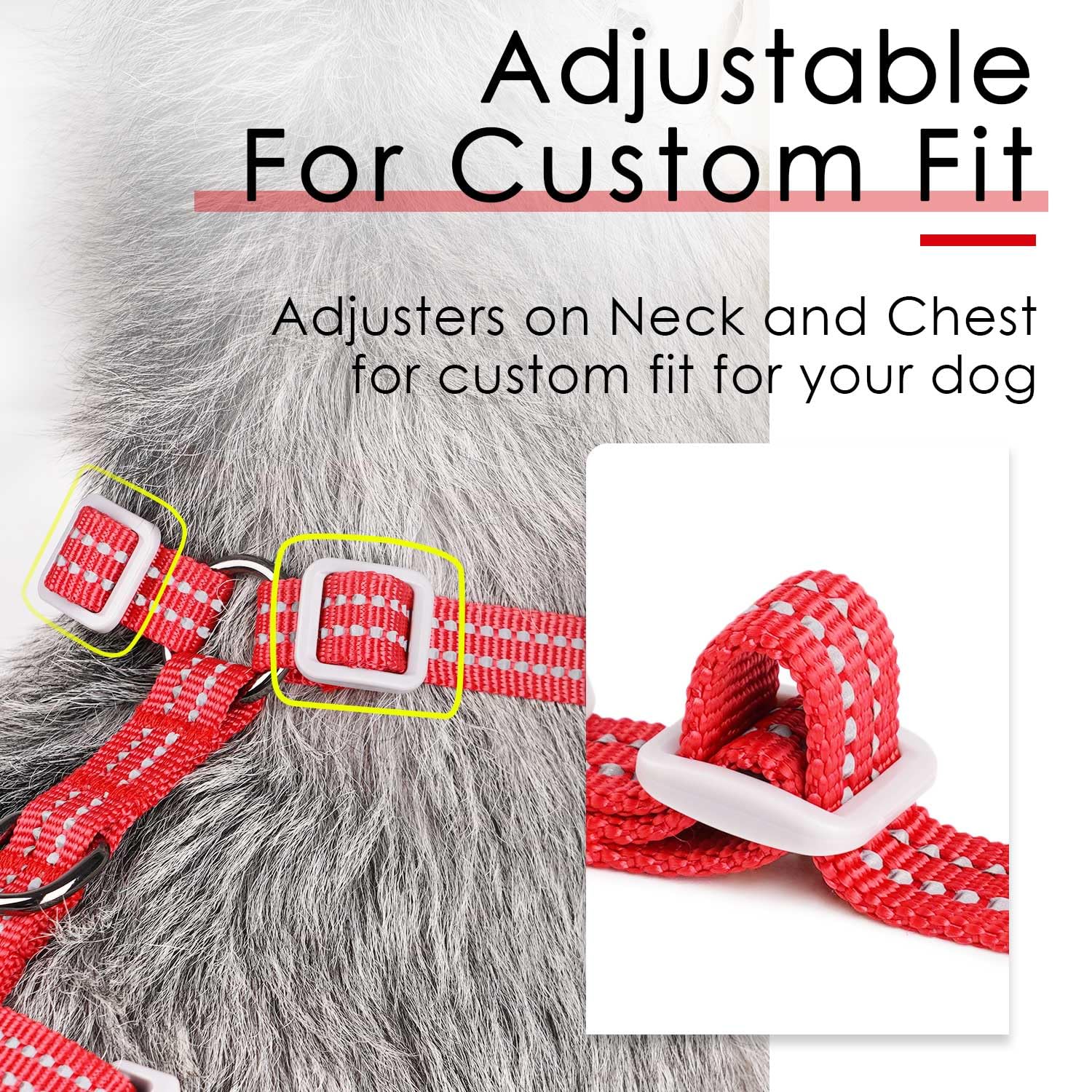 ThinkPet Reflective Breathable Soft Air Mesh No Pull Puppy Choke Free Over Head Vest Ventilation Harness for Puppy Small Medium Dogs (Red,L) — view 5