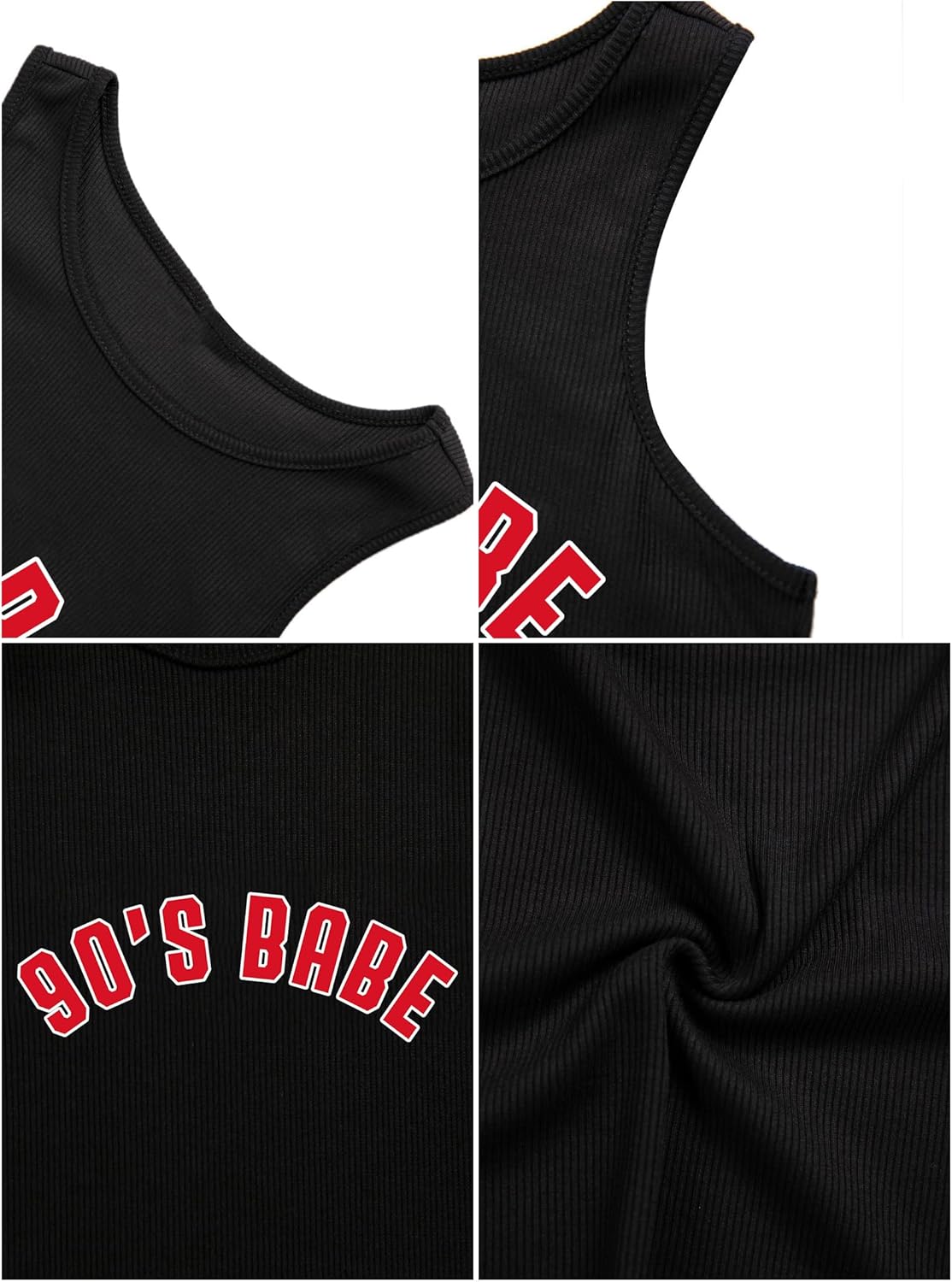 Hilinker Women's Summer Tank Tops Sleeveless Letter Graphic Printed Ribbed Knit Basic Crop Cami Tops Shirt - Image 4