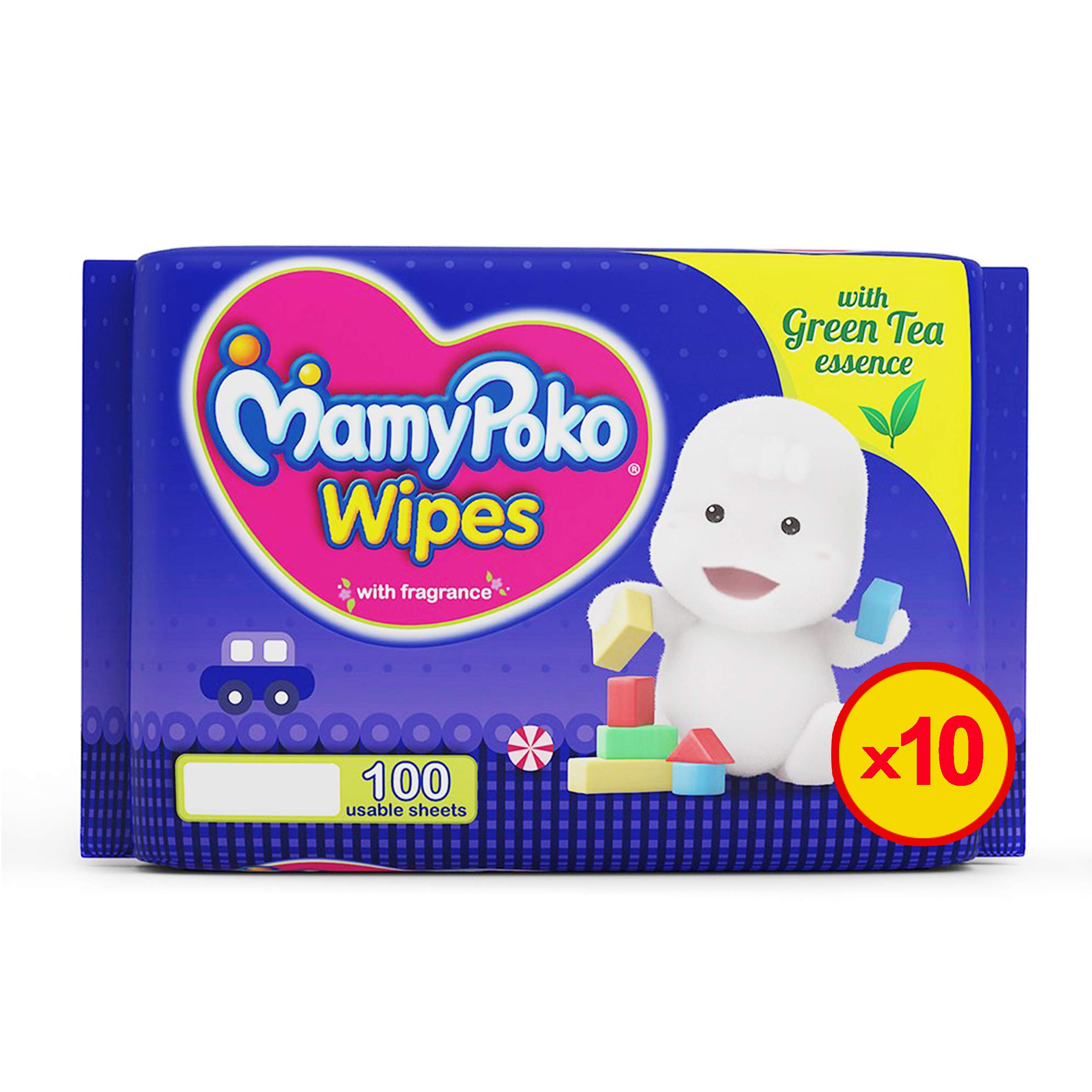 MamyPokoWipes Mega Value Box, Pack Of 10 X 100 Sheets, (1000 Wipes)