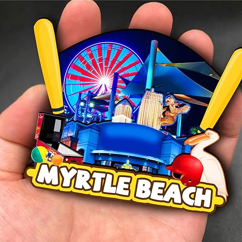 Miniatura 4 de Imán de madera de Myrtle Beach de Estados Unidos, imanes 3D para nevera, recuerdos coleccionables, decoración hecha a mano, artesanías 2
