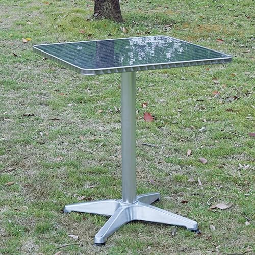Btexpert AM5229 Silver Indoor Outdoor 23.75 Inch Restaurant Table For Patio Stainless Steel Aluminum Furniture With Base, 23.75Inch Square X 27.7 Inch Height-One thumb #1