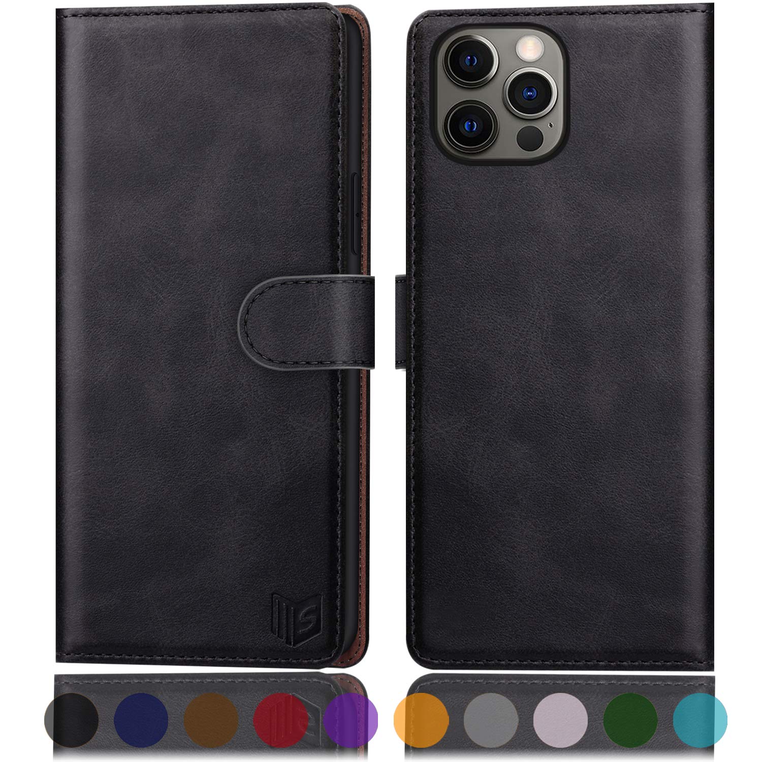 SUANPOT for iPhone 12/12 pro 6.1 (Non 12 Pro Max 6.7") Leather Wallet case with RFID Blocking Credit Card Holder Flip Folio Book Phone Cover