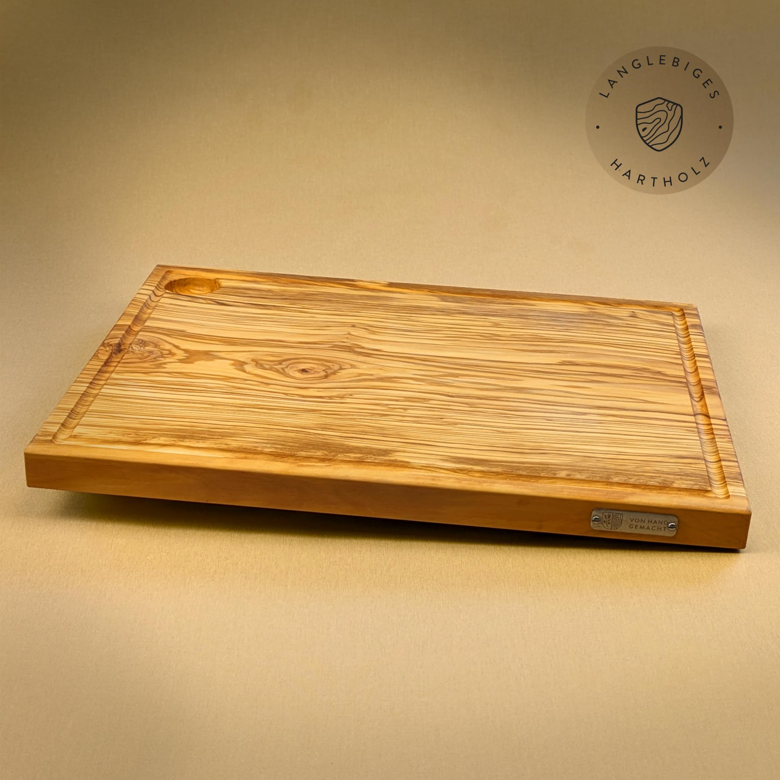 La Tabla de Cortar Con Raspador, Rectangular Aprox. 40cmx 30cmx 2cm, Madera de Olivo - 50cm
