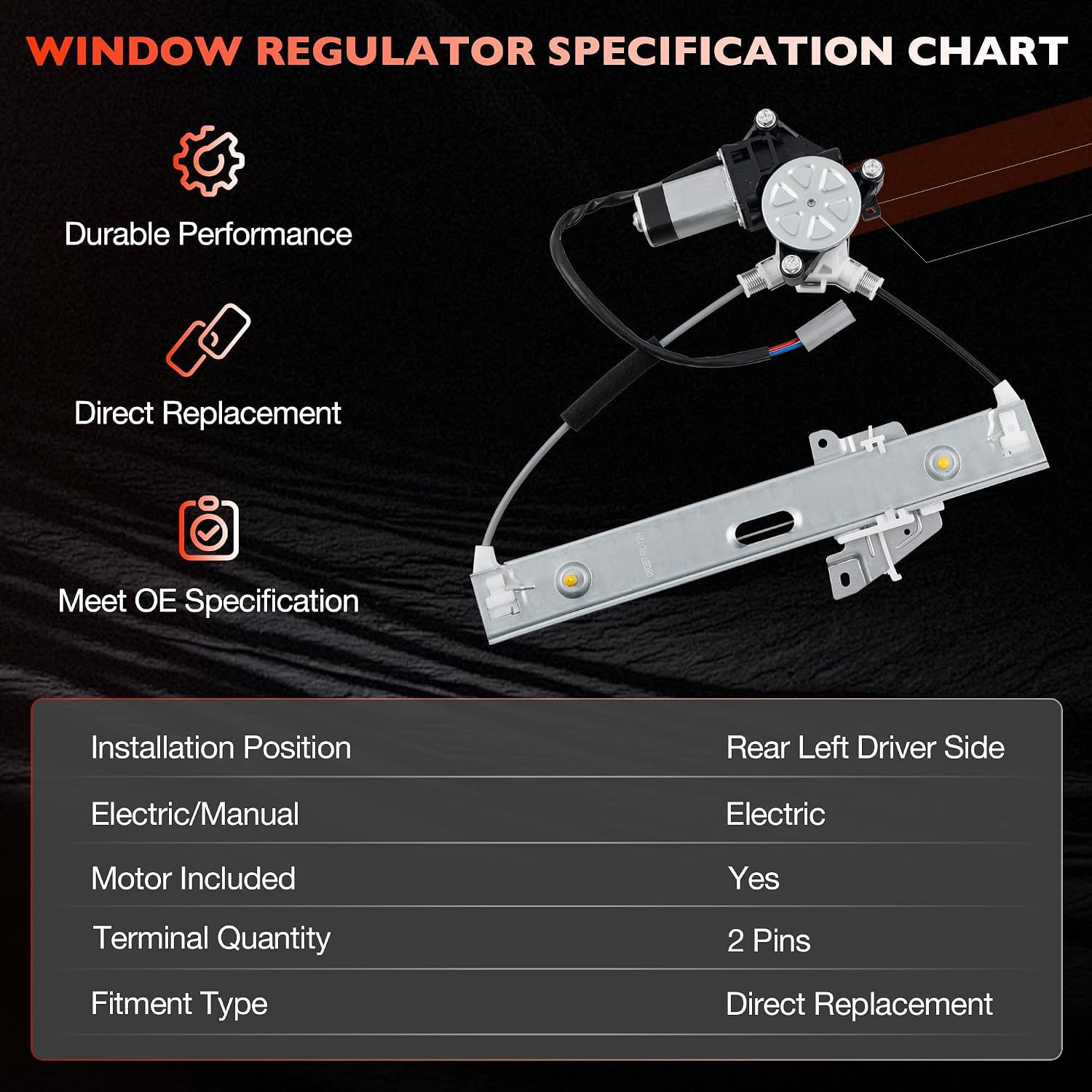 751-712 Rear Left Driver Side Power Window Regulator with Motor Assembly, Compatible with 2008-2012 Ford Escape, 2008-2011 Mercury Mariner & Mazda Tribute, Replace# 8L8Z7827001A ZZCA73560
