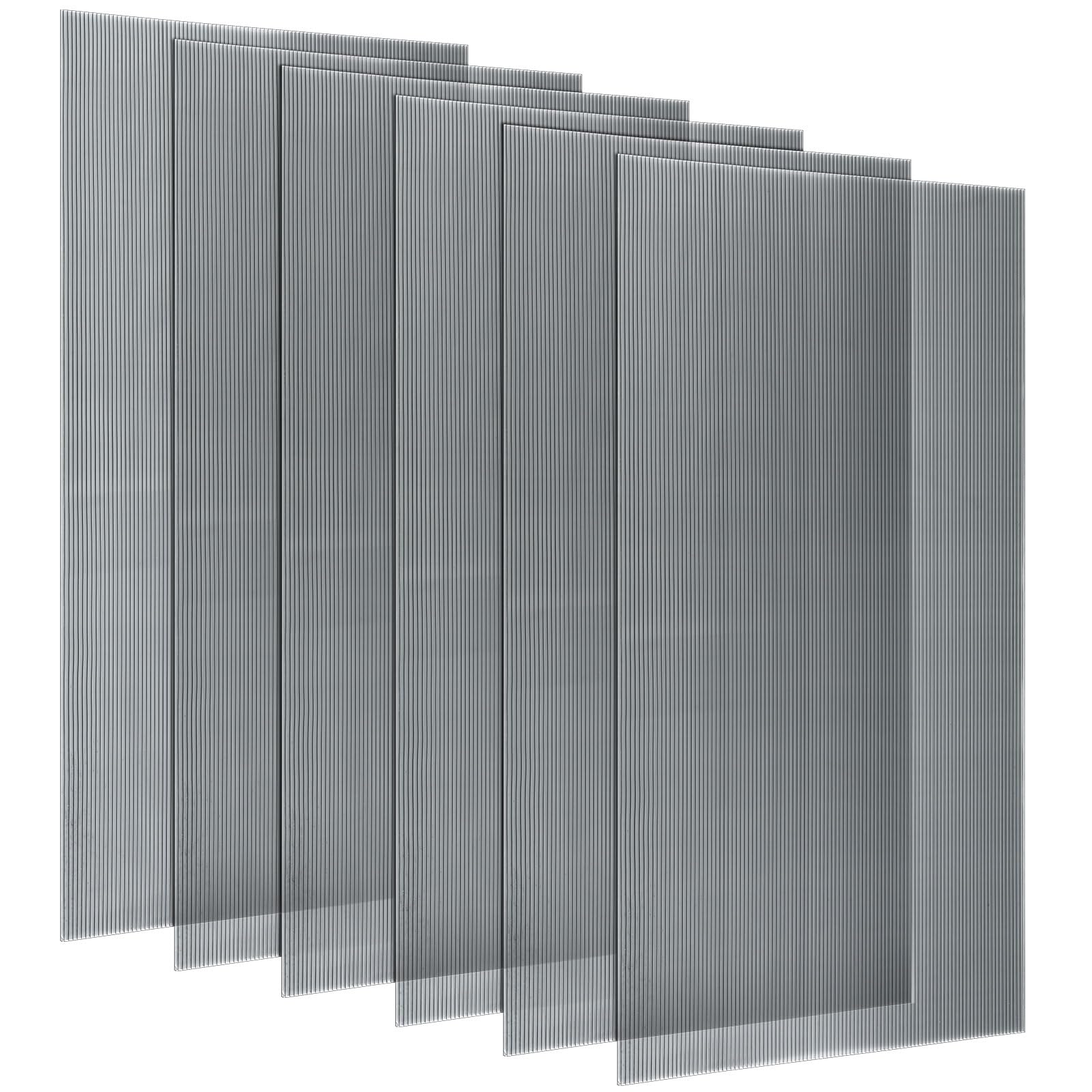 Pushglossy 6 Pack 22.5"x46.5"x0.2" Fluorescent Light Covers, Clear Black
