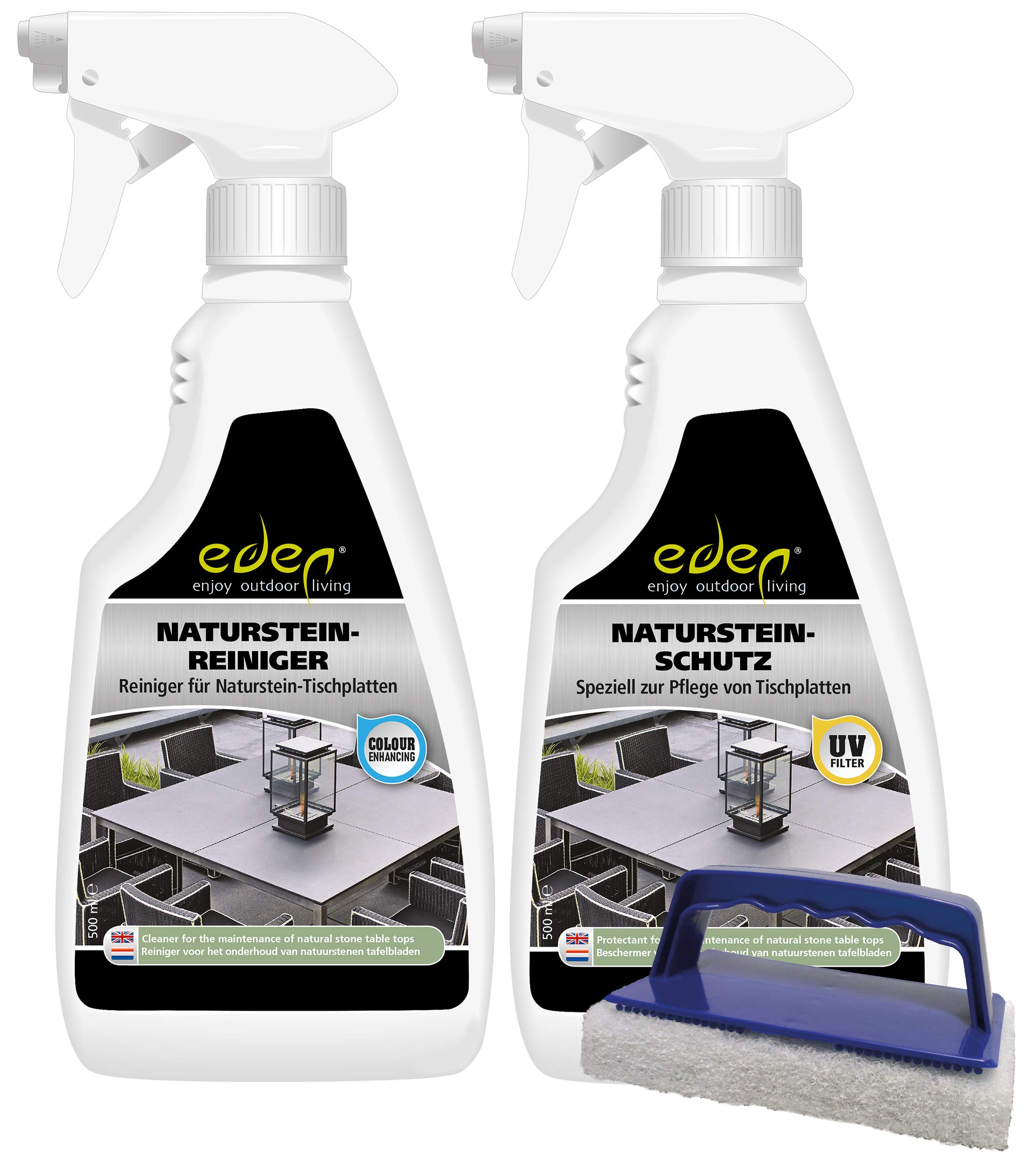 Eden Kit de mantenimiento para mesas de piedra natural como granito, basalto, mármol y roca dura.