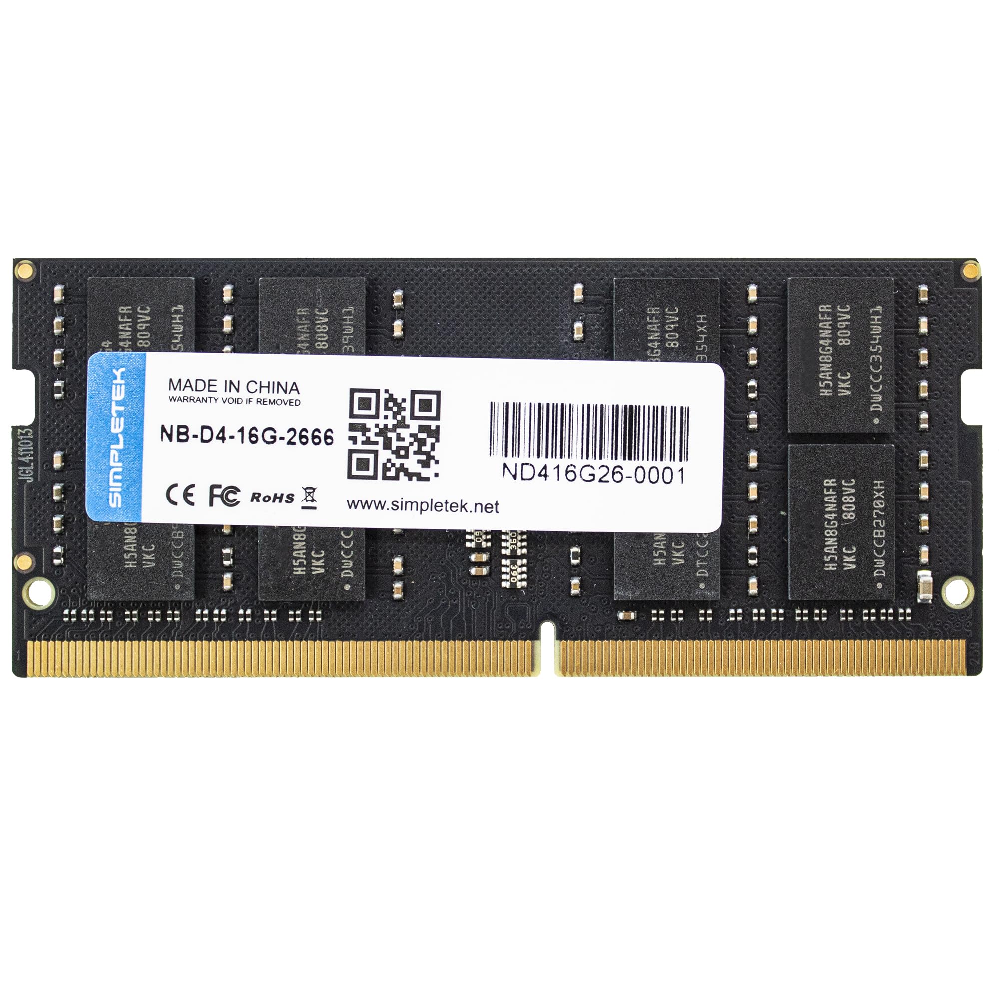 SIMPLETEK - RAM DDR4 16 GB 2666 MHz SO-DIMM Memoria Modulo Banco per Notebook AIO Laptop PC4-21300 DDR4-2666