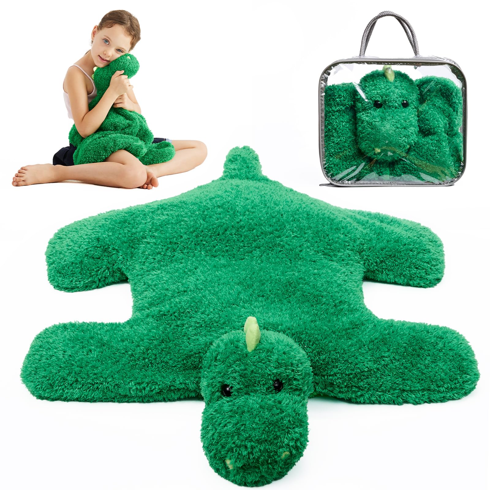 L'AGRATY Weighted Mat for Children - 5.1 lbs - Sensory Needs - Weighted Dinosaur - Plush Animals - Soft Plush Blanket - Sensory Toy for Children, Teens, and Adults - Cover