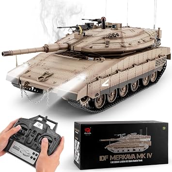 BESTYMXY RC Tank HengLong IDF MERKAVA MKIV, 116 Merkava Main Battle Tank MK4 Model, 2.4ghz Remote Control Vehicles Tanks with Sound & Light for Ages 14+