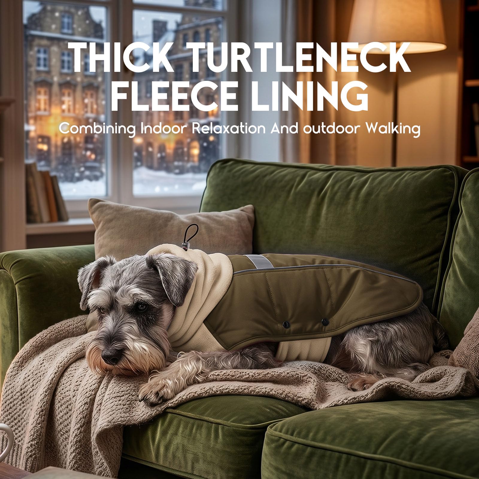 ASENKU Wasserdichter Hundemantel Winter M mit Fleece für mittelgroße Hunde | Reflektorstreifen, Klettverschluss, Hundejacke Ideal für Spaziergänge bei Kälte und Schnee.Perfekt für Dackel, French Bulldog
