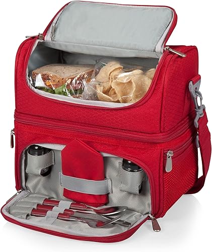 Vista 12 de PICNIC TIME Disney Mickey Mouse Pranzo - Lonchera aislada con juego de utensilios, bolsa para enfriar el almuerzo, color negro, 11 x 7.5 x 12 Disney