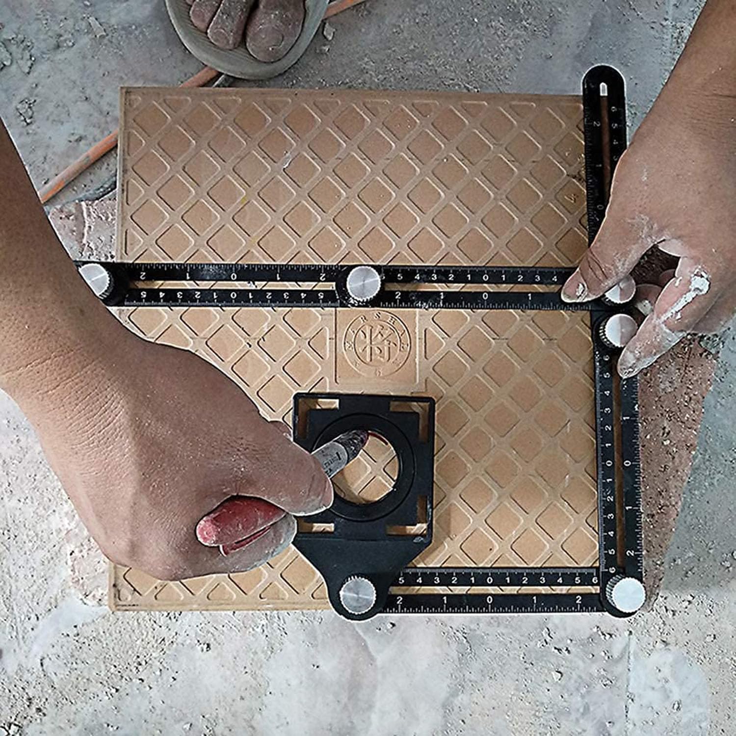 Elie India Outline Gauge Contour Profile Tool Super Measuring Plastic Ruler for Corners Woodworking Templates Tiles and Laminate Multi-Angle Six-Sided Universal Tile Holes (Metal Steel) 2