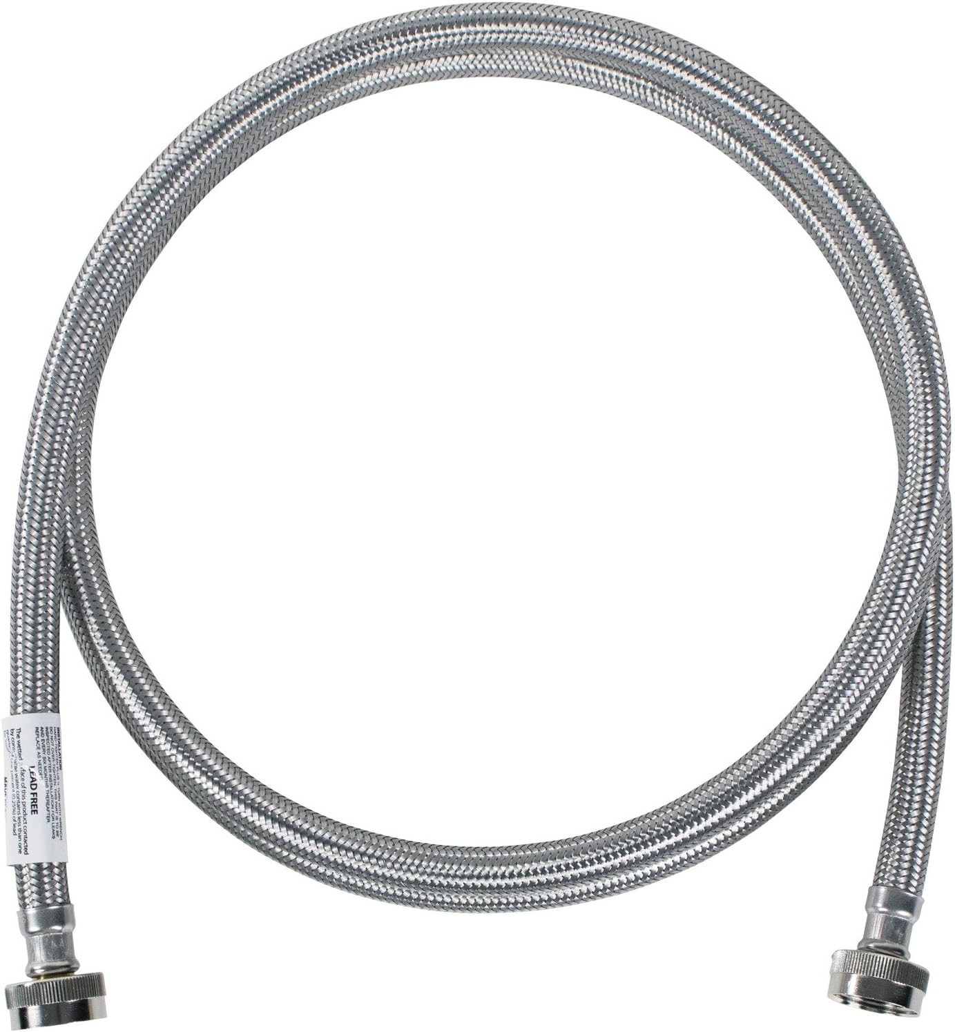 Certified Appliance Accessories Washing Machine Hose, Hot or Cold Water Supply Line, PVC Core with Premium Braided Stainless Steel (8 FT)