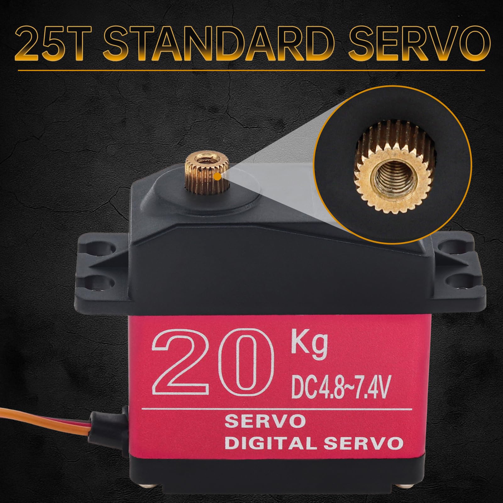 Paquete de 2 servomotores RC de 20 kg de alto par, servo de dirección de engranajes de metal completo con bocina servo de 25T para robot de coche RC de 1/8 1/10, ángulo de control de 180°