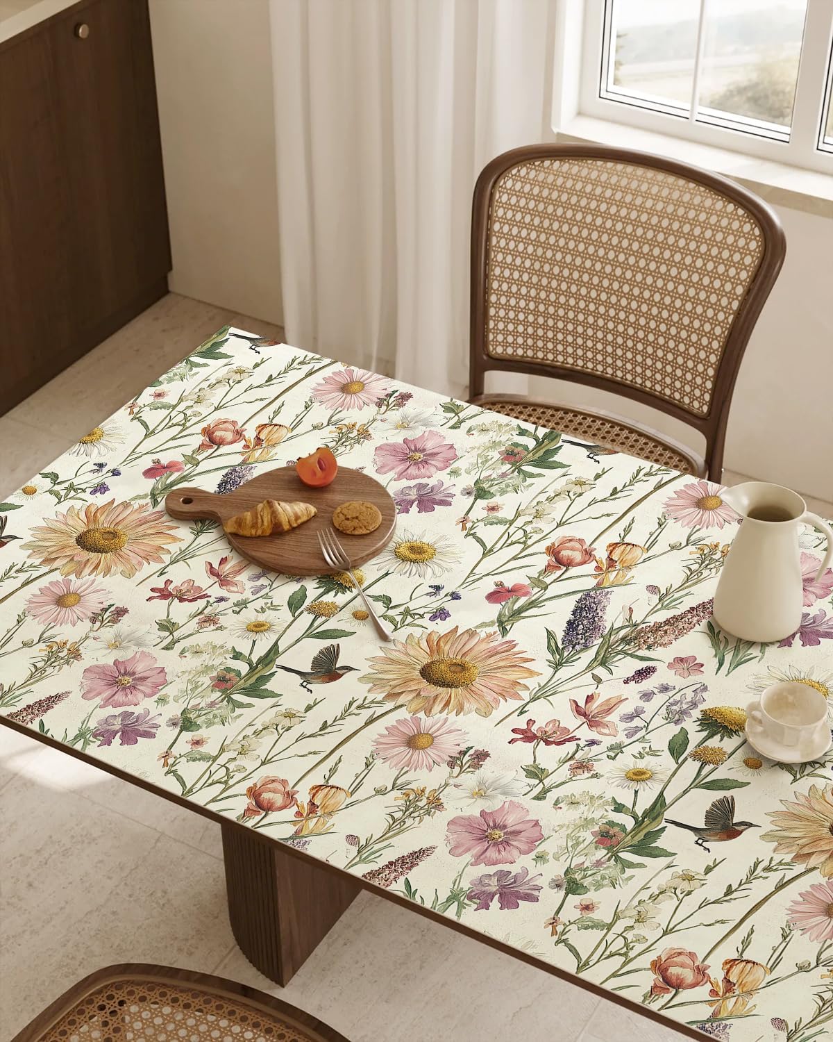Livebor Floral Peel and Stick Wallpaper Floral Bird Contact Paper 16.9inch x 393.7inch Vintage Flower Wallpaper Peel and Stick Self Adhesive Flower Contact Paper Botanical Decor for Bathroom Vinyl