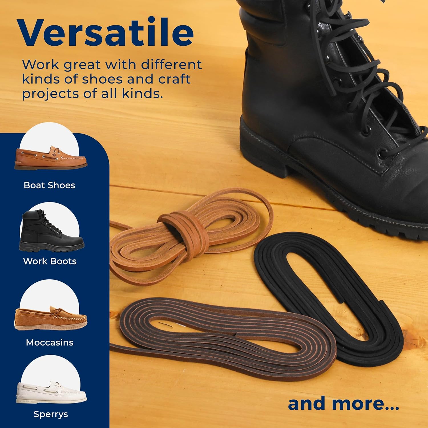 TOFL Logger Style Boot Laces for Work Boots | Extra Long 108 Inch Laces | 1 or 3 Pairs Durable Leather Strings - Image 5