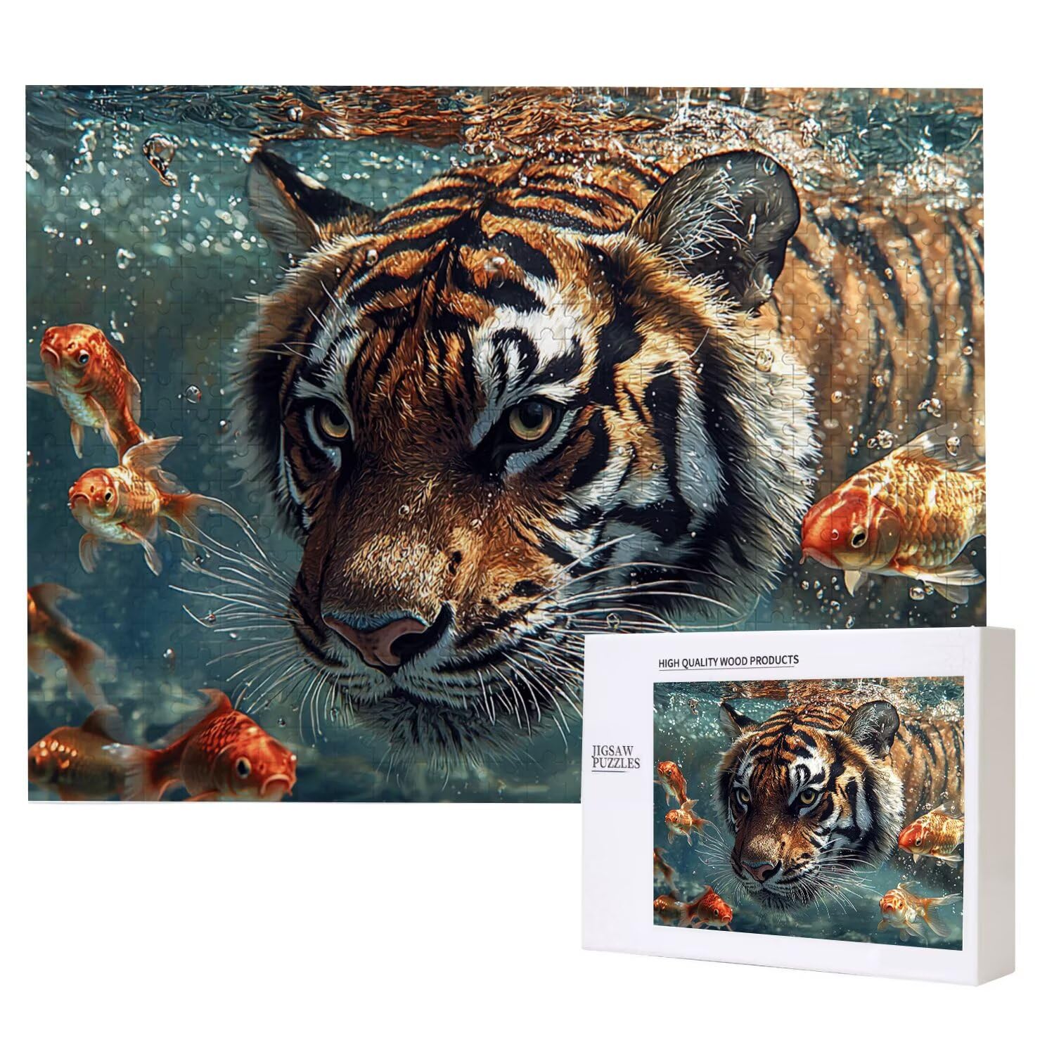 Jigsaw Puzzle, 4000 Pezzi Puzzle Classici, Tigre Puzzle Rilassamento Intelligence, Mpossibile Difficile Puzzles impegnativo per adulti Puzzles per Gioco Familiare, Regalo per Amore Amico Pesce K0F-182