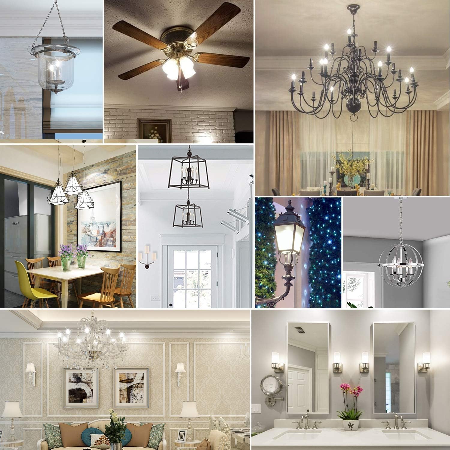 12-Pack Dimmable E12 LED Candelabra Bulbs 40Watt Equivalent, 5000K Daylight White, 450Lumens, 4W B11 Vintage Chandelier Light Bulbs, LED Filament Clear Glass Candle Lamp for Ceiling Fan Home Decor