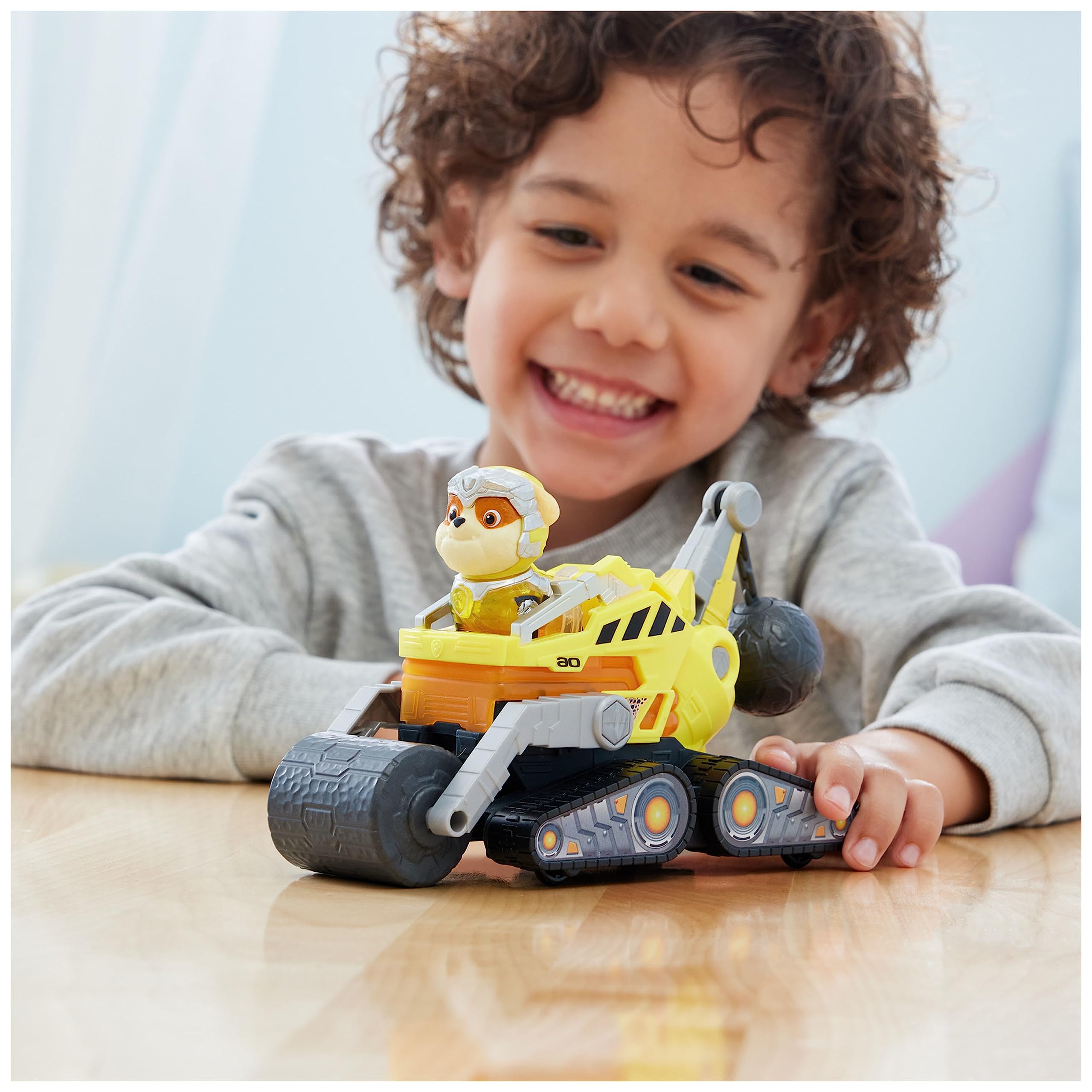 Paw Patrol Mighty Pups Samochodzik, Wielokolorowy, Od 3 lat | The Super Patrol Le Film Interactive Vehicle - wymienna figurka Rubena - Baterie - Oficjalna zabawka Pat Patrol - od 3 lat