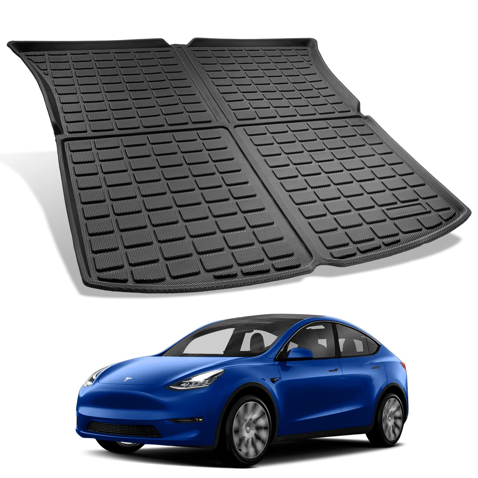 Photo 1 of Spurtar for Tesla Model Y Trunk Mat 2020-2023, 3D Rear Car Trunk Mat for Tesla Model Black