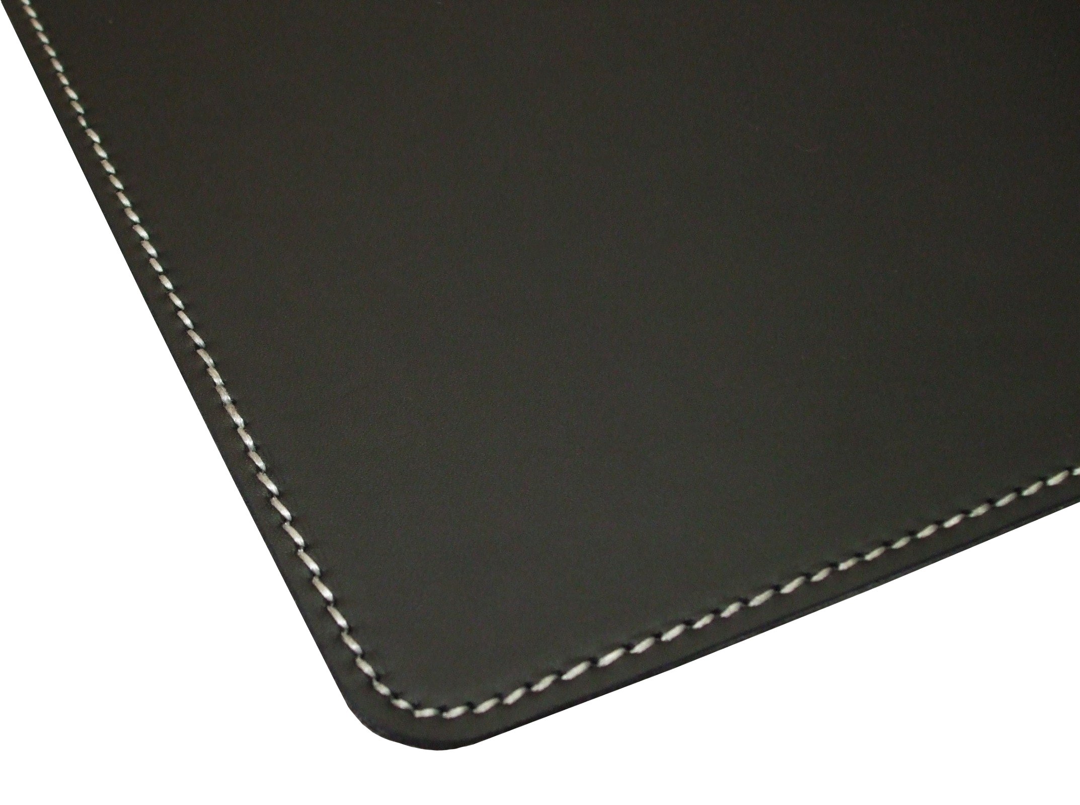 Schreibunterlage Schreibtischunterlage echt Leder schwarz 70 x 50 cm Rindnappaleder, Naht weiss