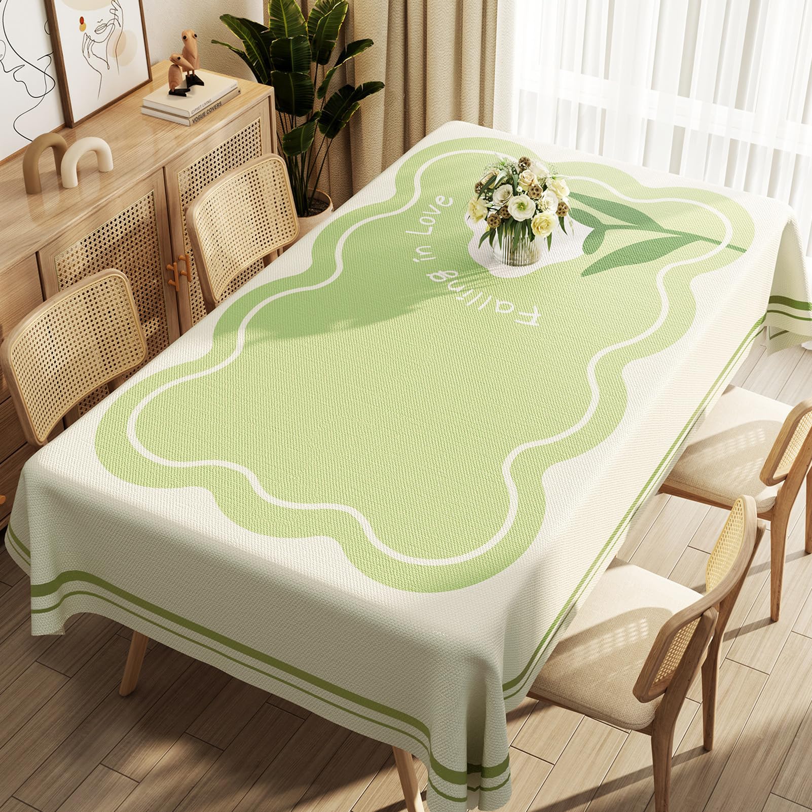 Tovaglia Plastificata PVC Rettangolare 138x200cm, Tovaglie Cerata Impermeabile Antimacchia Lavabile Copritavolo per Soggiorno Cucina Giardino Feste