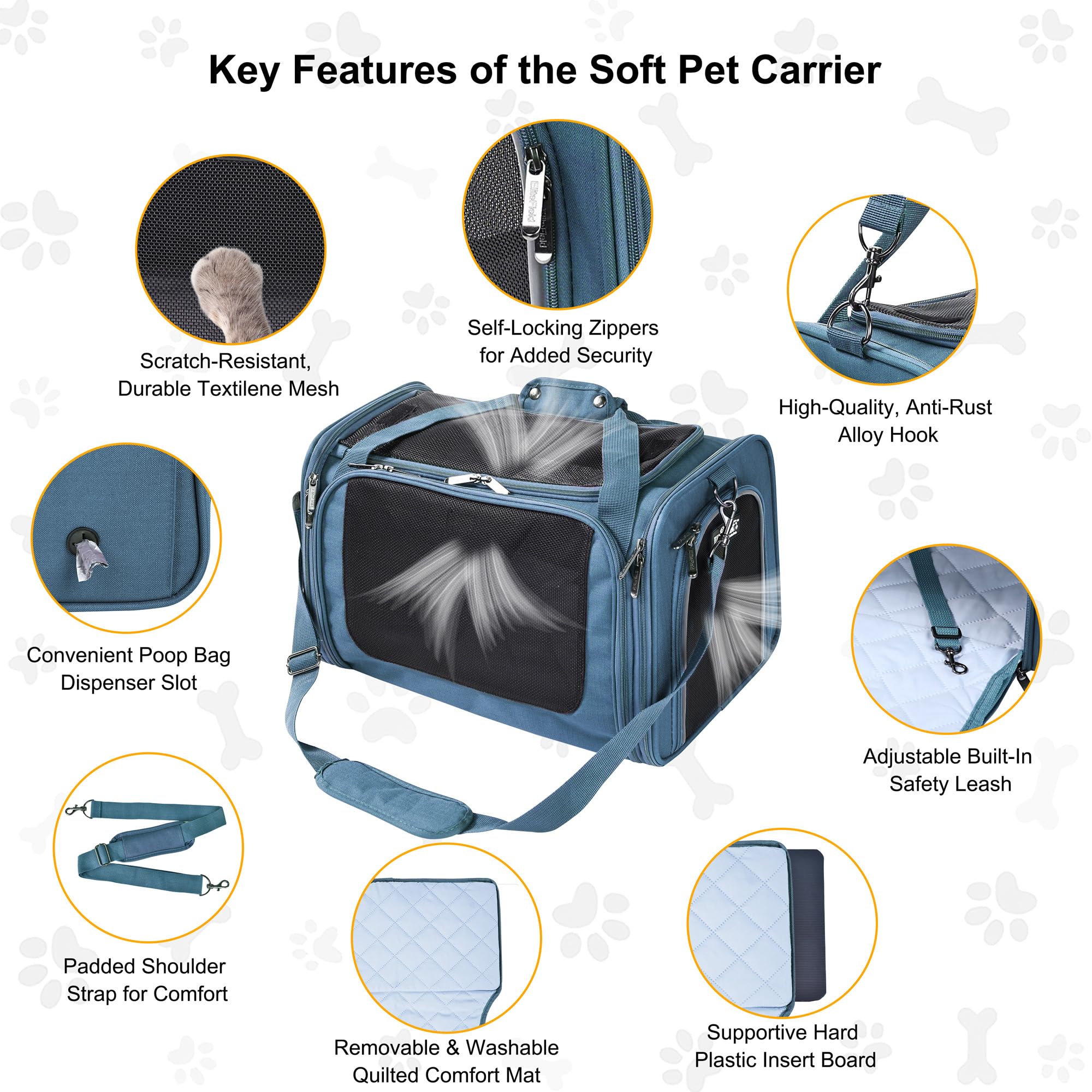 EliteField Deluxe Soft-Sided Pet Carrier (3 Year Warranty, Airline Approved), Travel Bag for Dogs, Cats & Small Pets, with Expandable Mat - image 5