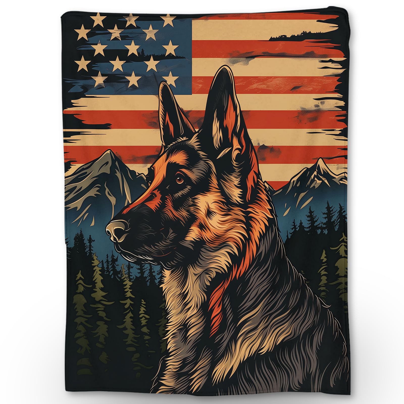 Ti Caldi German Shepherd Blanket - Soft Cozy Lightweight Dog Flannel Throw Blanket for Adults Kids Men Boys, Warm Fuzzy Blankets for Couch, Bed,